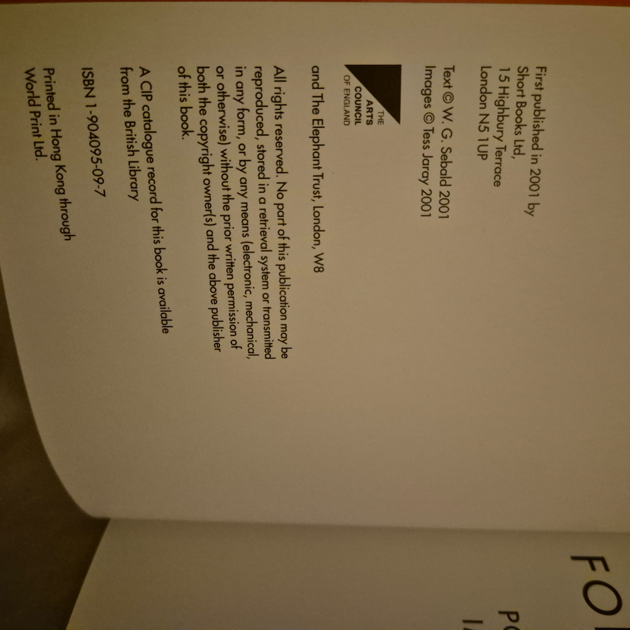 'For Years Now' by W. G. Sebald, images by Tess Jaray