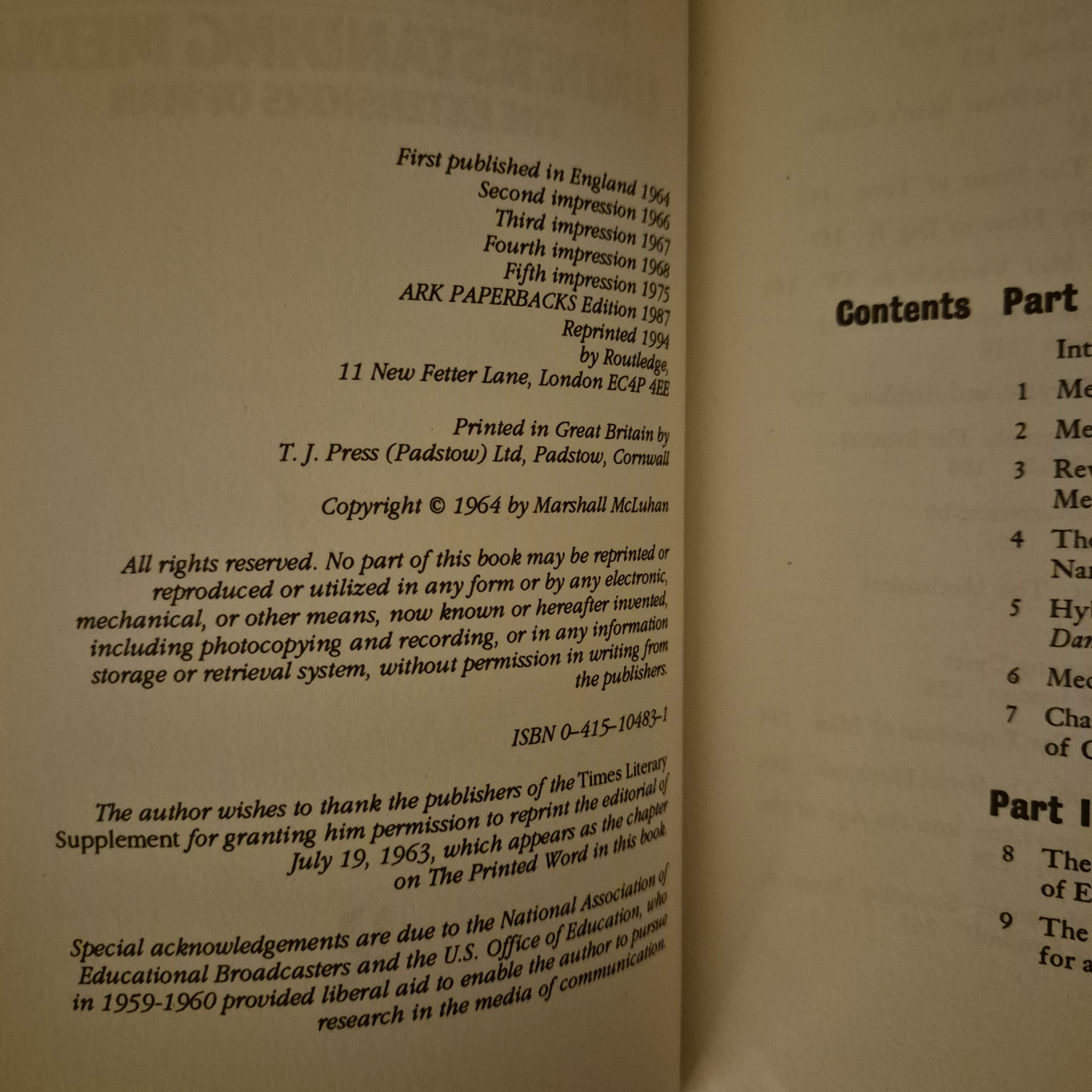 'Understanding Media: The Extensions of Man' by Marshall McLuhan