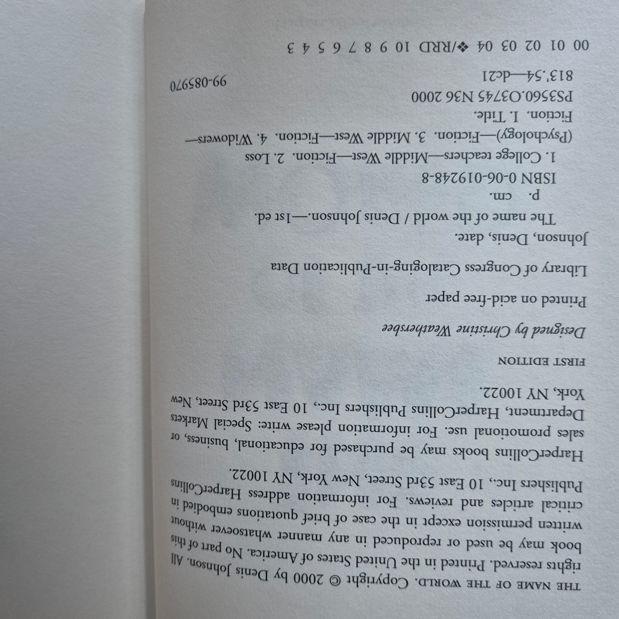 'The Name of the World' by Denis Johnson