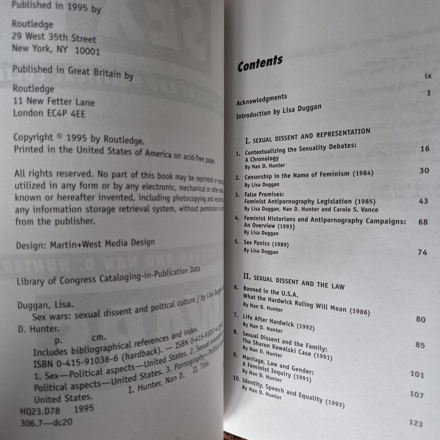 'Sex Wars: Sexual Dissent and Political Culture' by Lisa Duggan and Nan D. Hunter