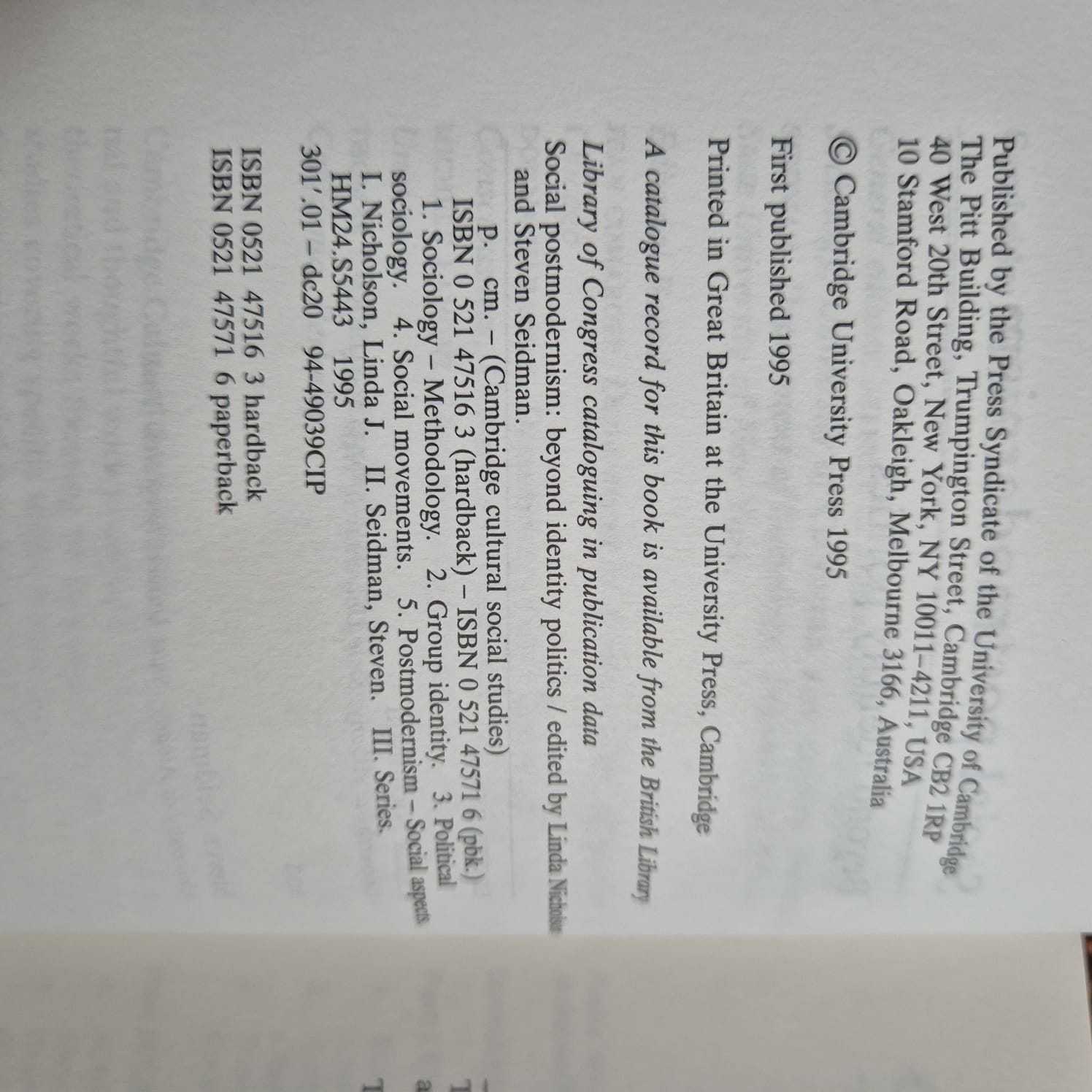 'Social Postmodernism' by Linda Nicholson and Steven Seldman