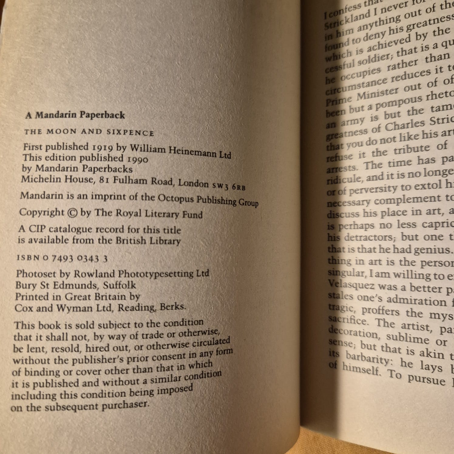 'The Moon and Sixpence' by W. Somerset Maugham