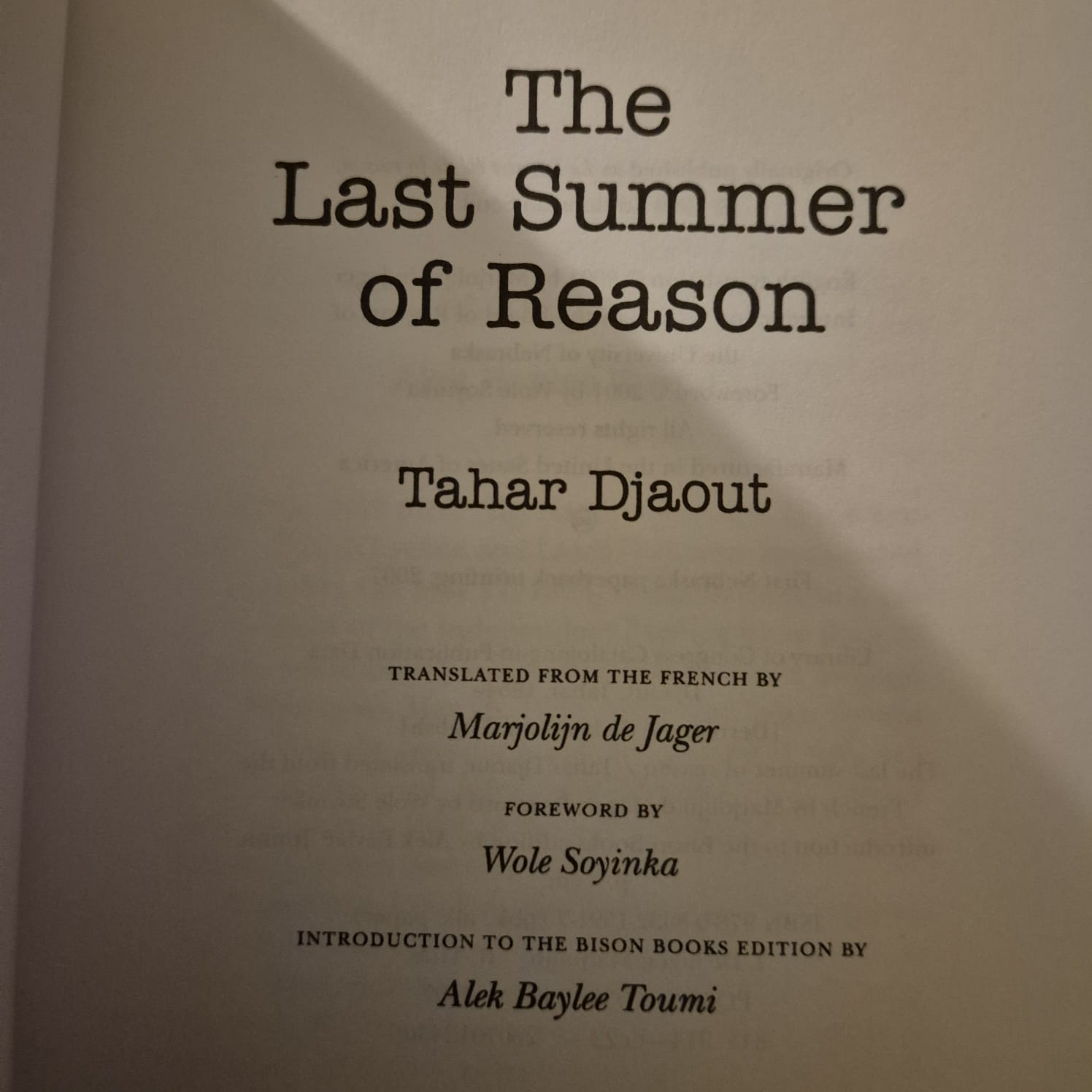 'The Last Summer of Reason' by Tahar Djaout