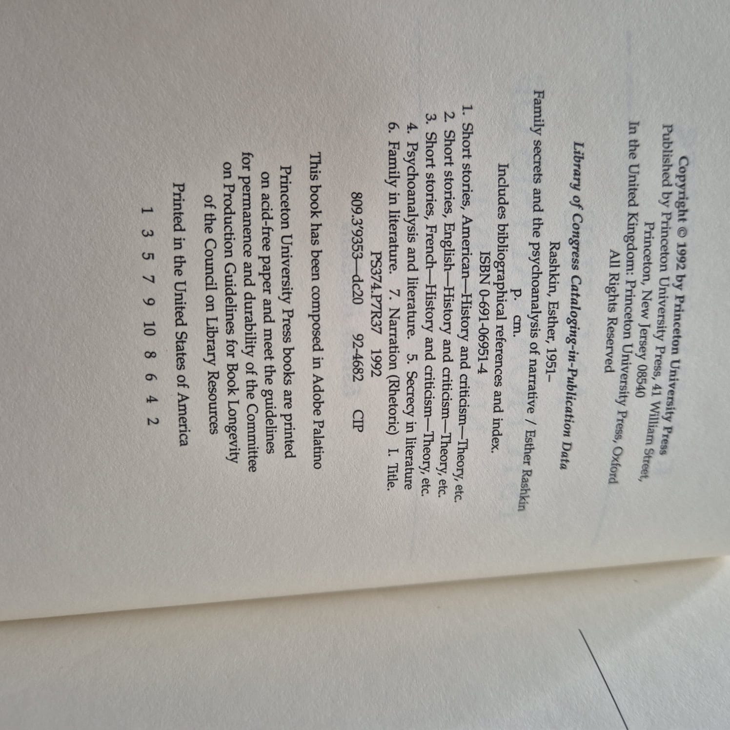 'Family Secrets and the Psychoanalysis of Narrative' by Esther Rashkin