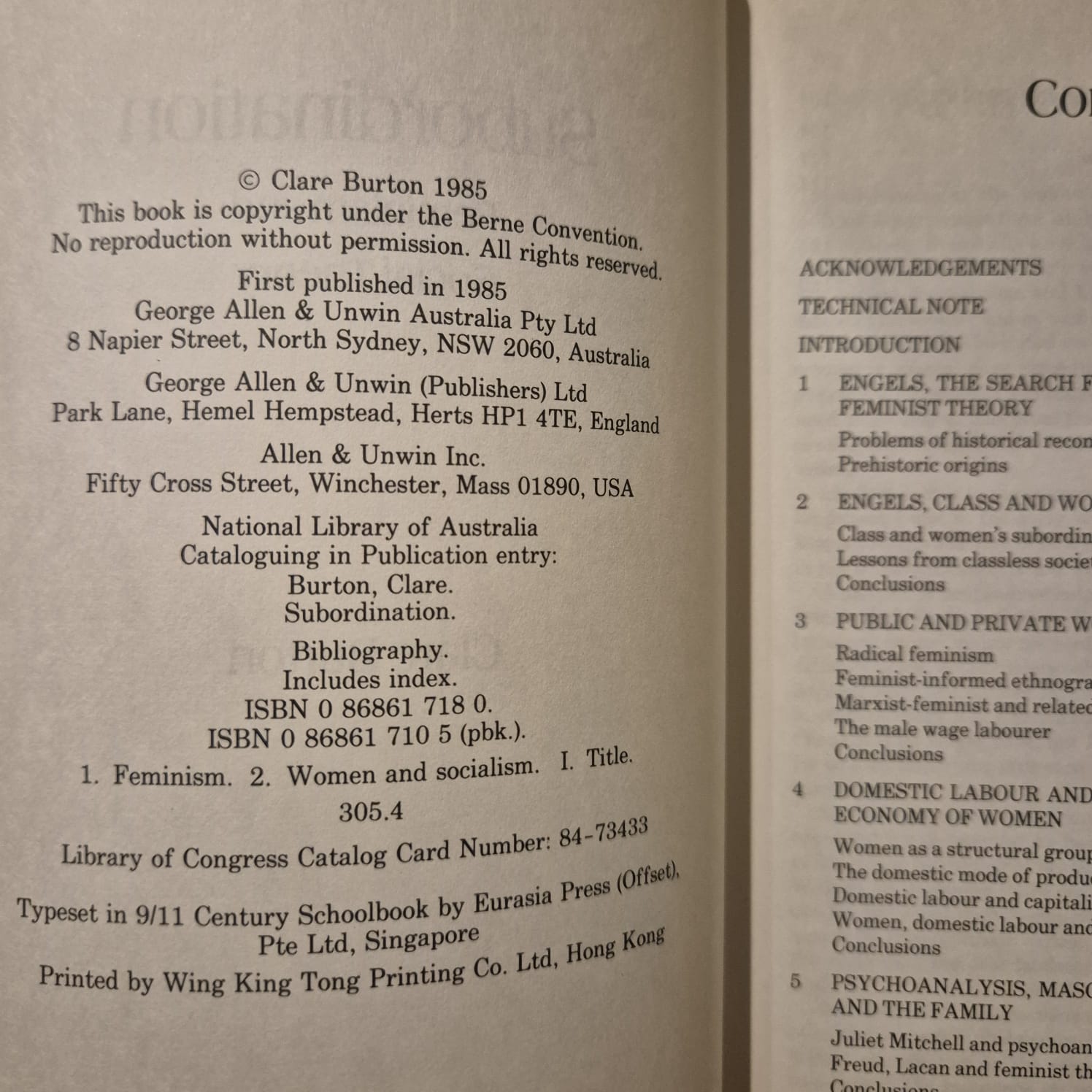'Subordination: Feminism and Social Theory' by Clare Burton