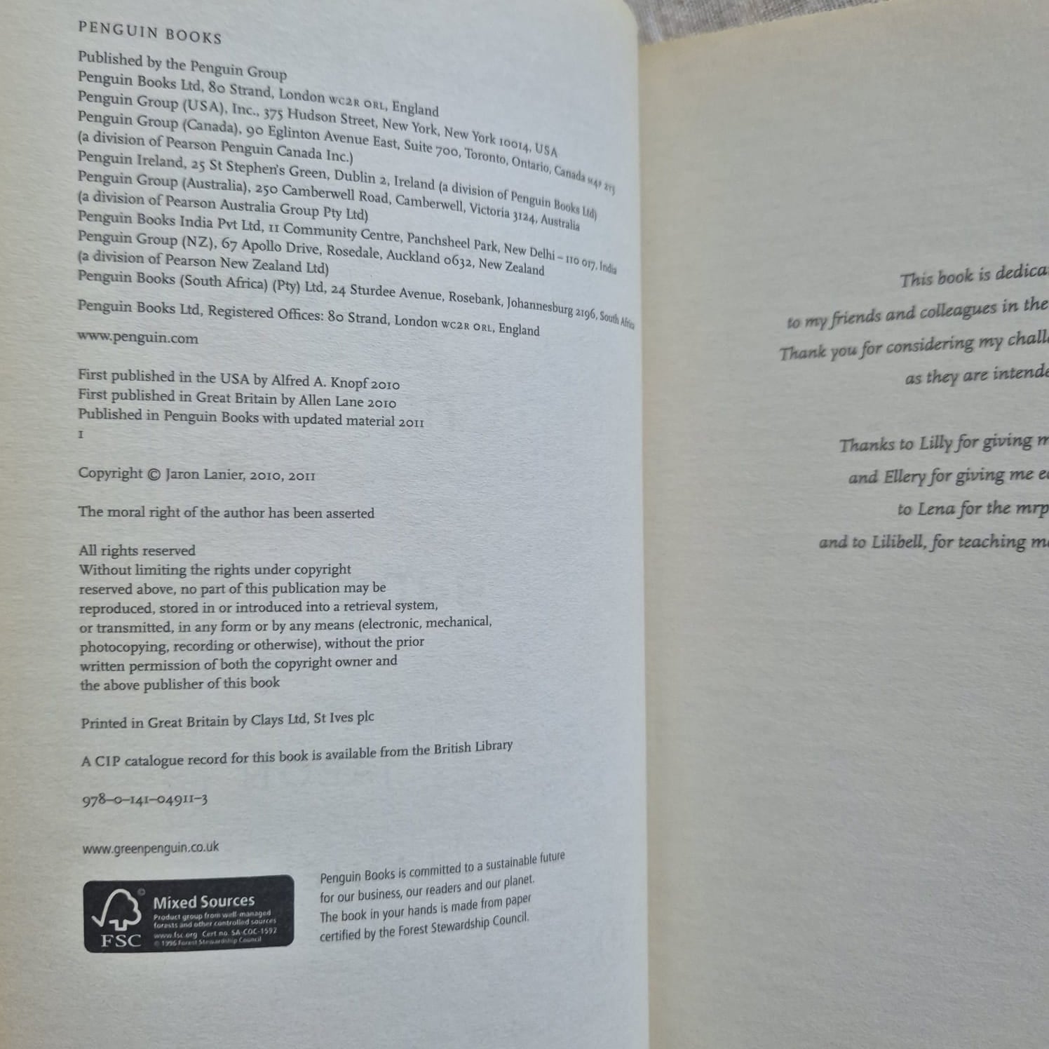'You Are Not a Gadget: A Manifesto' by Jaron Lanier