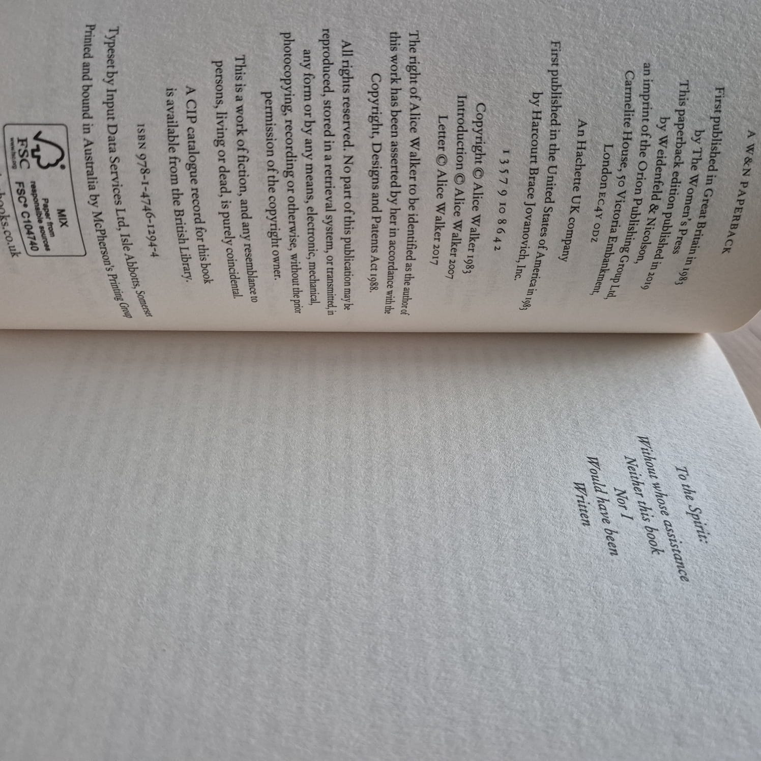 'The Color Purple' by Alice Walker
