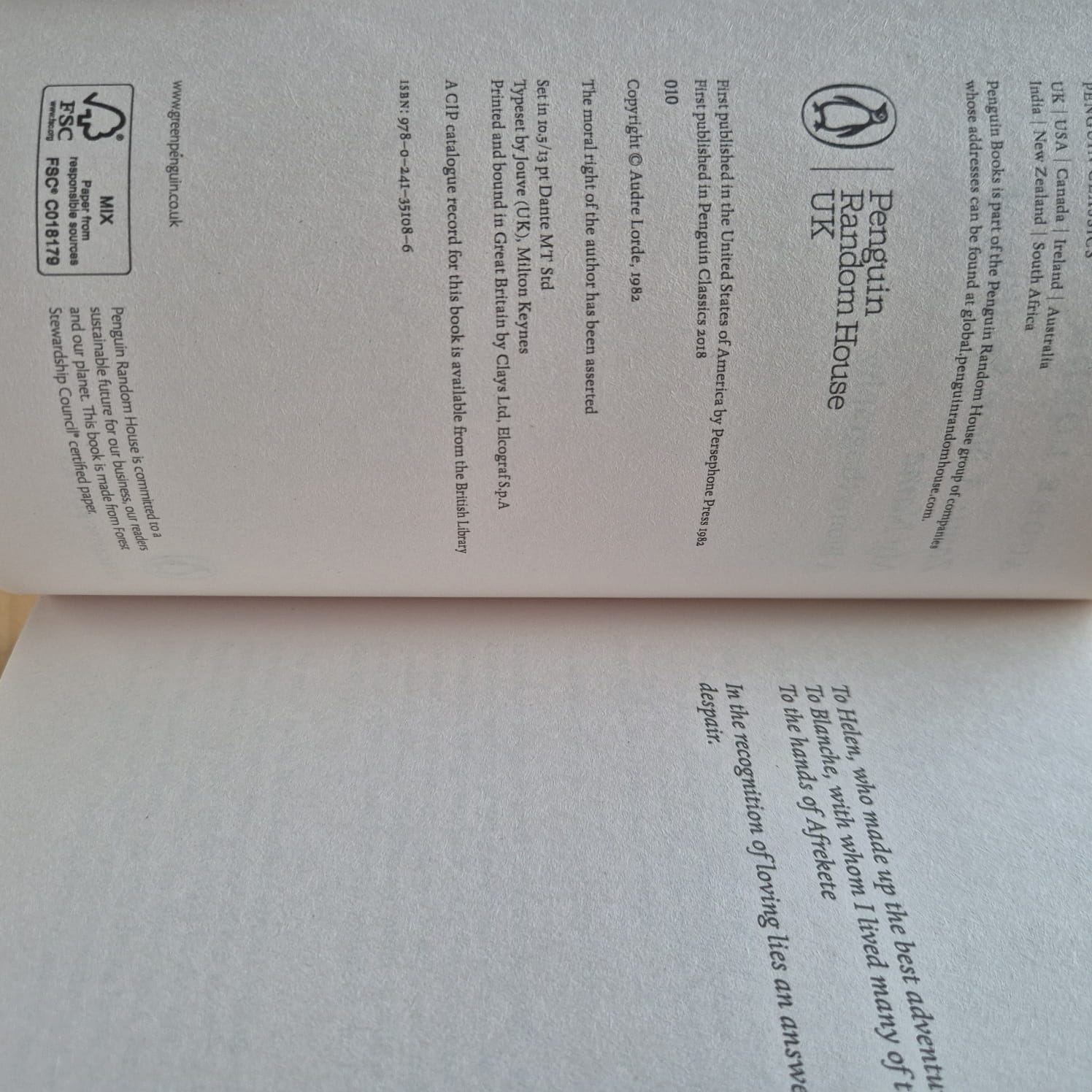'Zami: A New Spelling of My Name: A Biomythography' by Audre Lorde