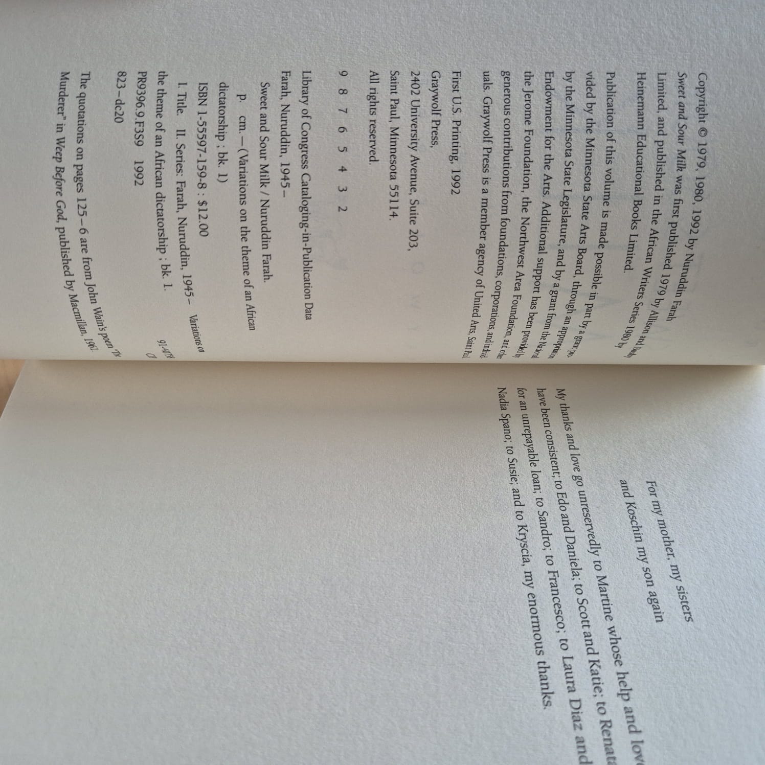 'Sweet and Sour Milk' by Nuruddin Farah