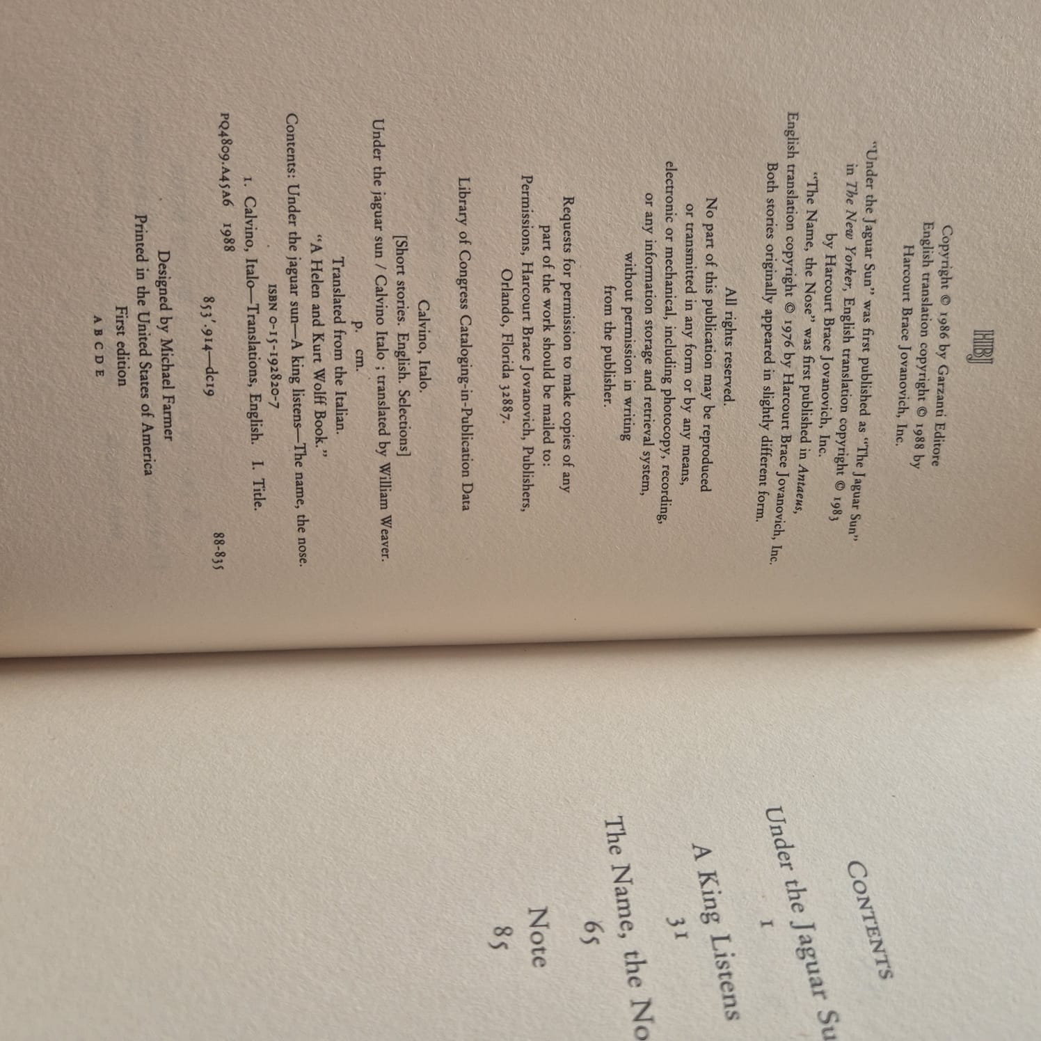 'Under the Jaguar Sun' by Italo Calvino