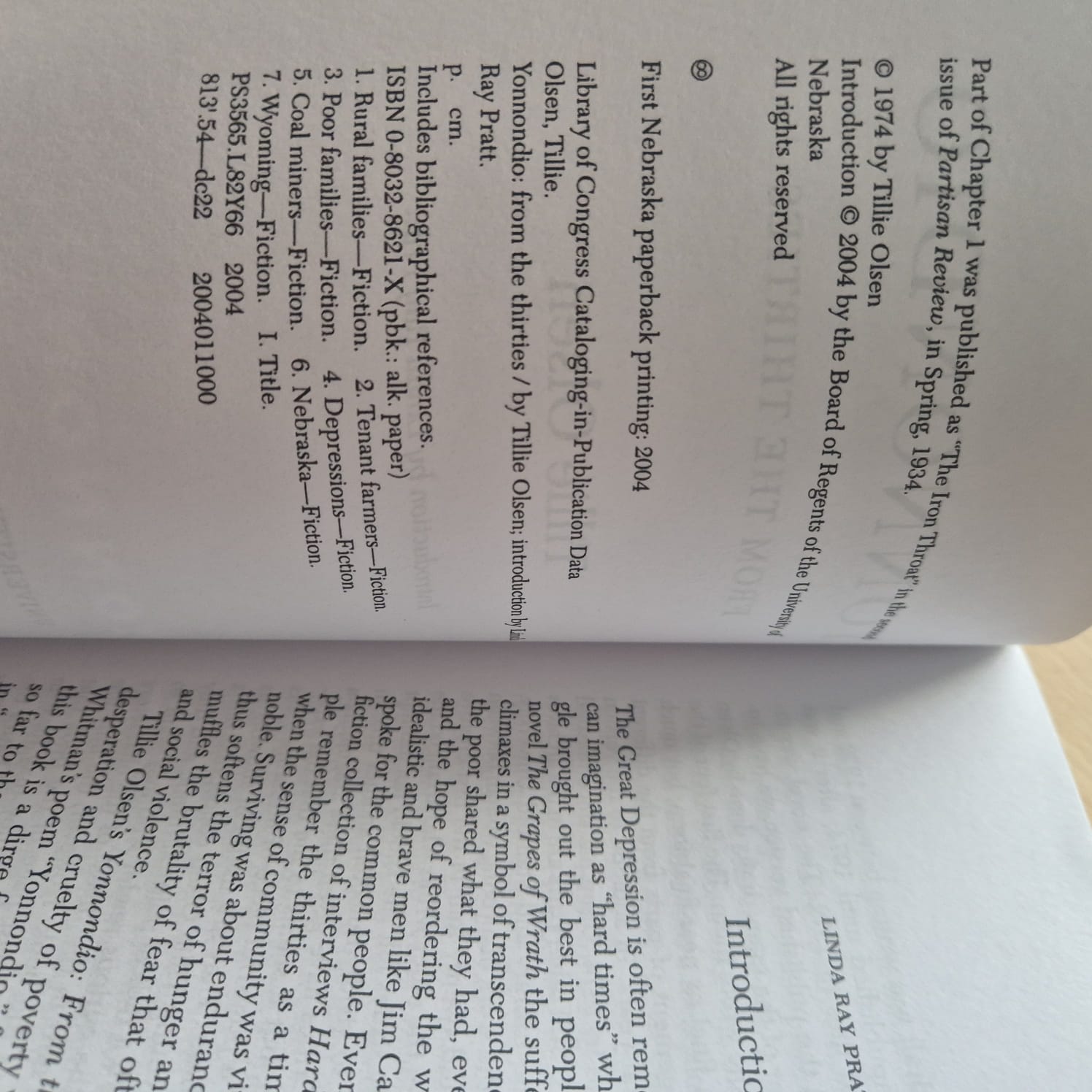 'Yonnondio: From the Thirties' by Tillie Olsen