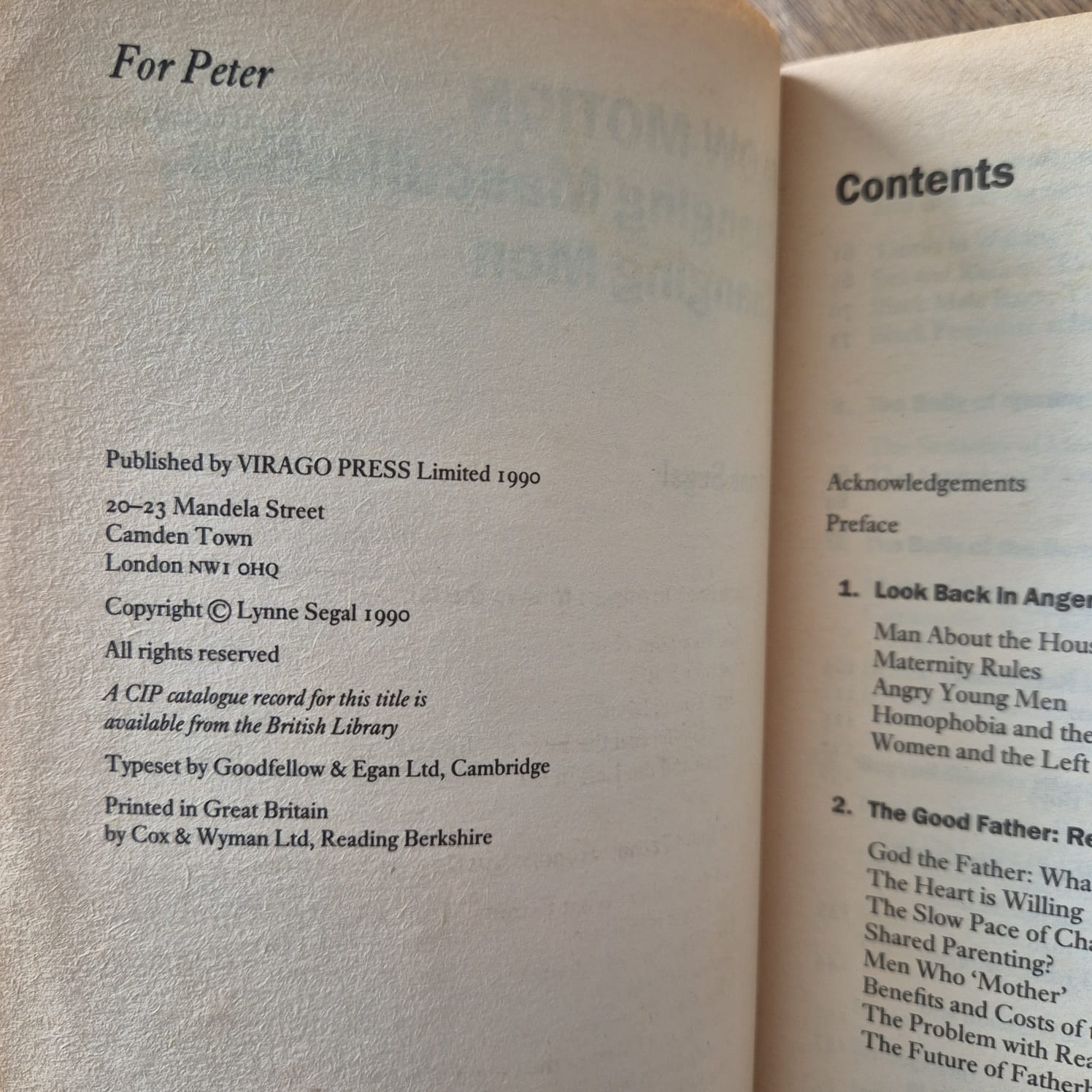 'Slow Motion: Changing Masculinities, Changing Men' by Lynne Segal