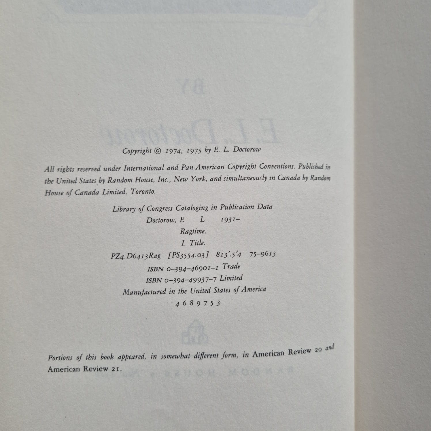 'Ragtime' by E. L. Doctorow