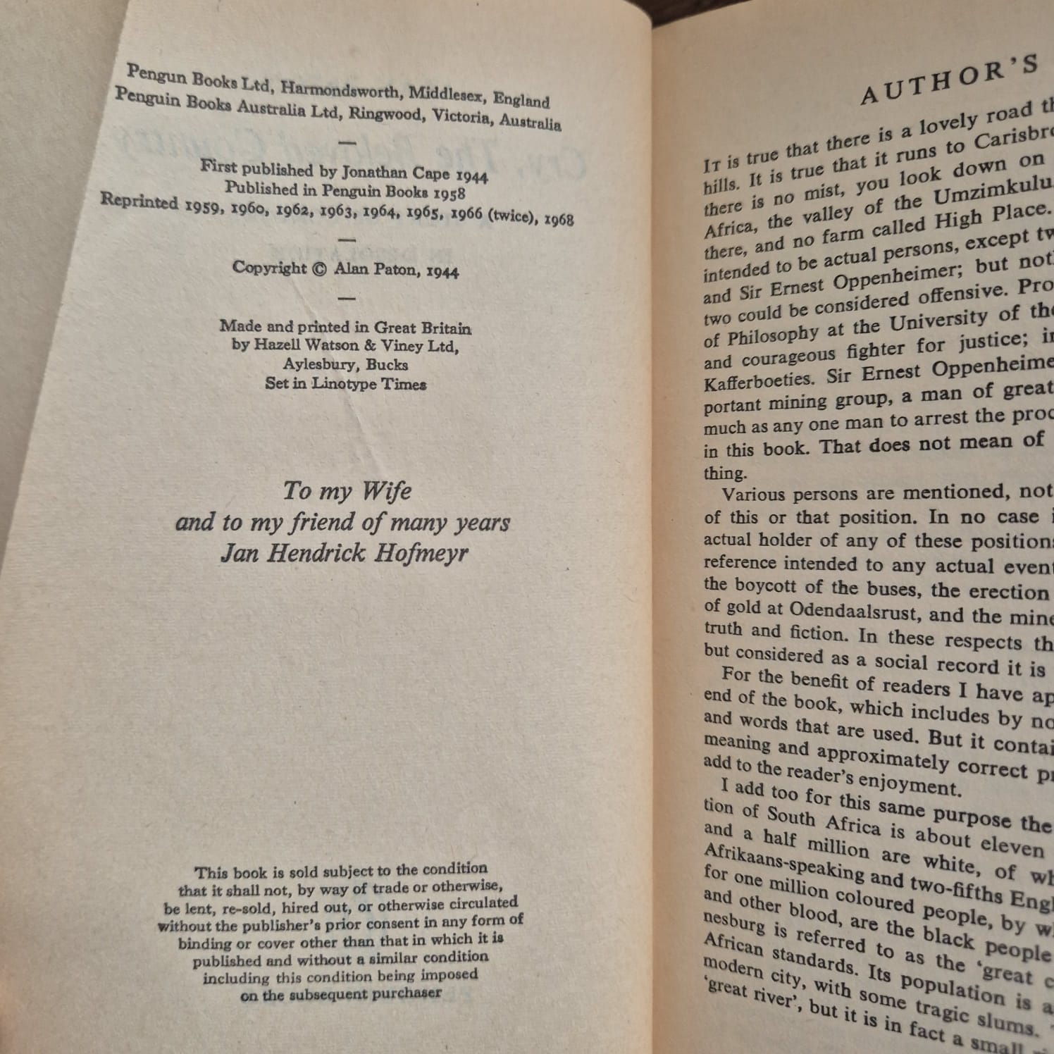'Cry, the Beloved Country' by Alan Paton