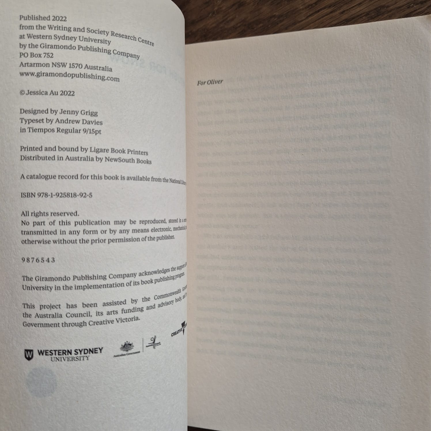 'Cold Enough for Snow' by Jessica Au (signed copy)