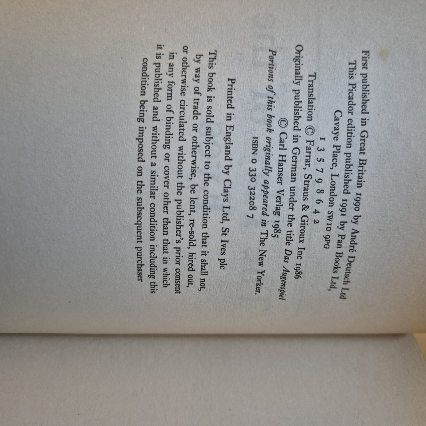 'The Play of the Eyes' by Elias Canetti