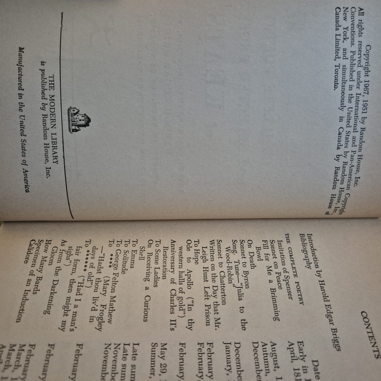 'Complete Poetry and Selected Prose of Keats' by John Keats