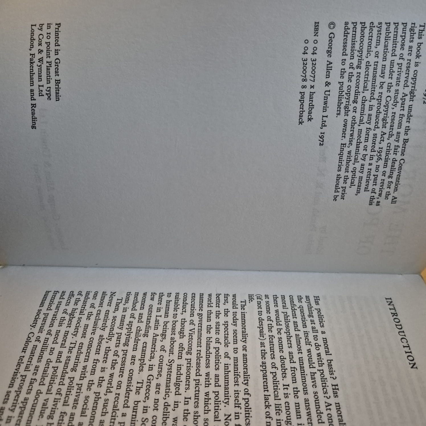 'The Morality of Politics' edited by Bhikhu Parekh & R. N. Berki