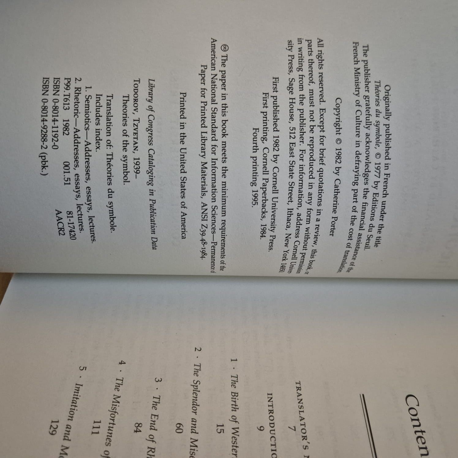 'Theories of the Symbol' by Tzvetan Todorov