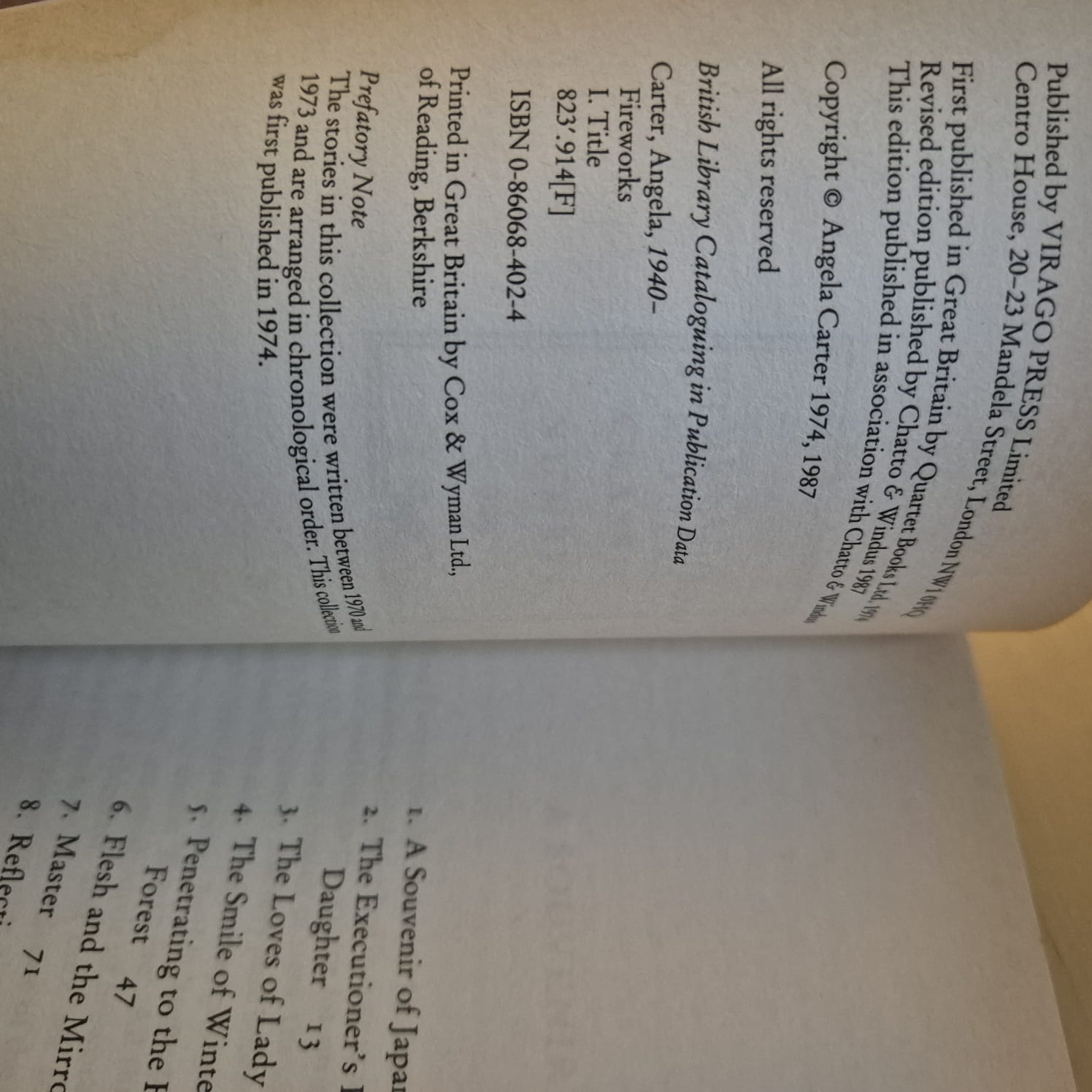 'Fireworks' by Angela Carter