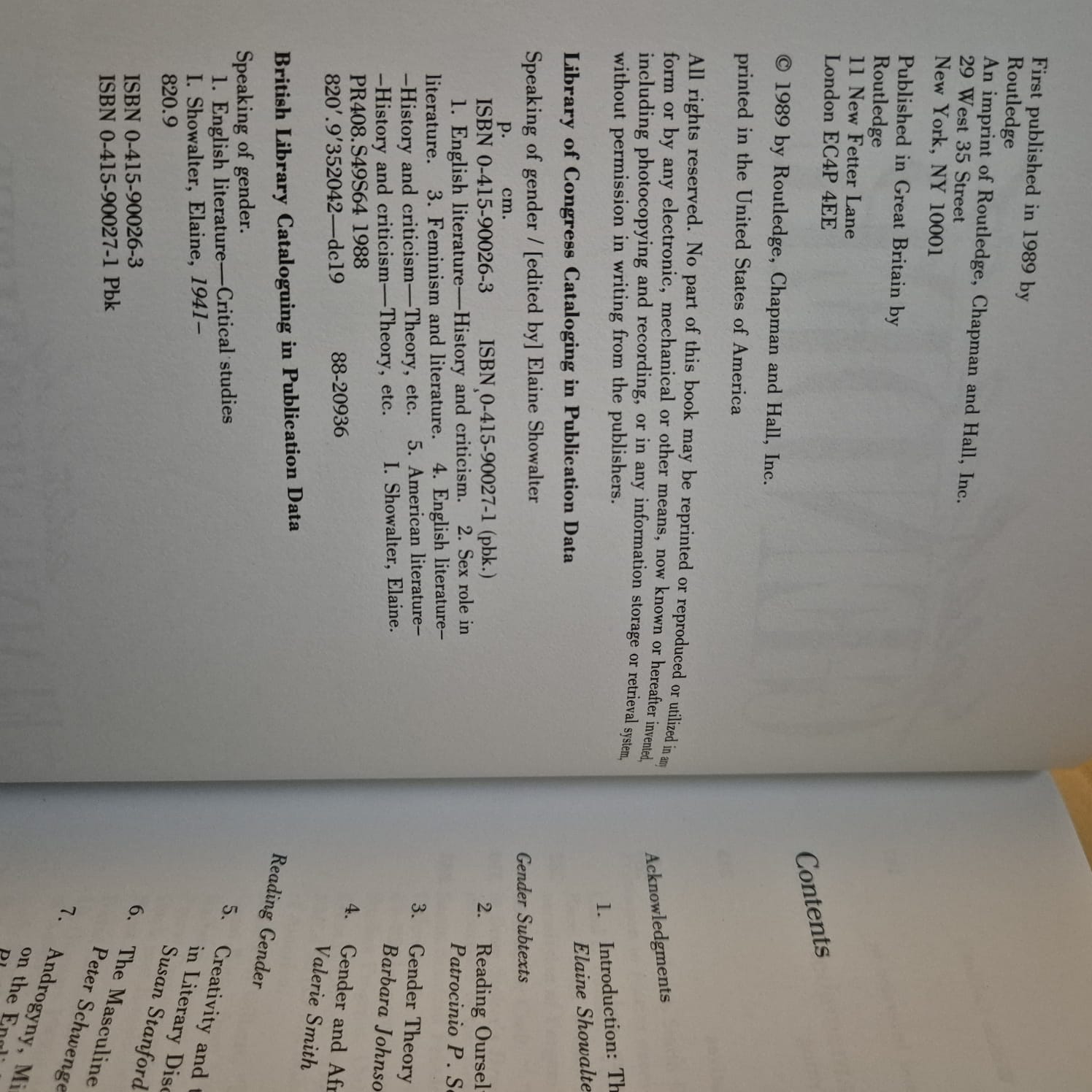 'Speaking of Gender' edited by Elaine Showalter