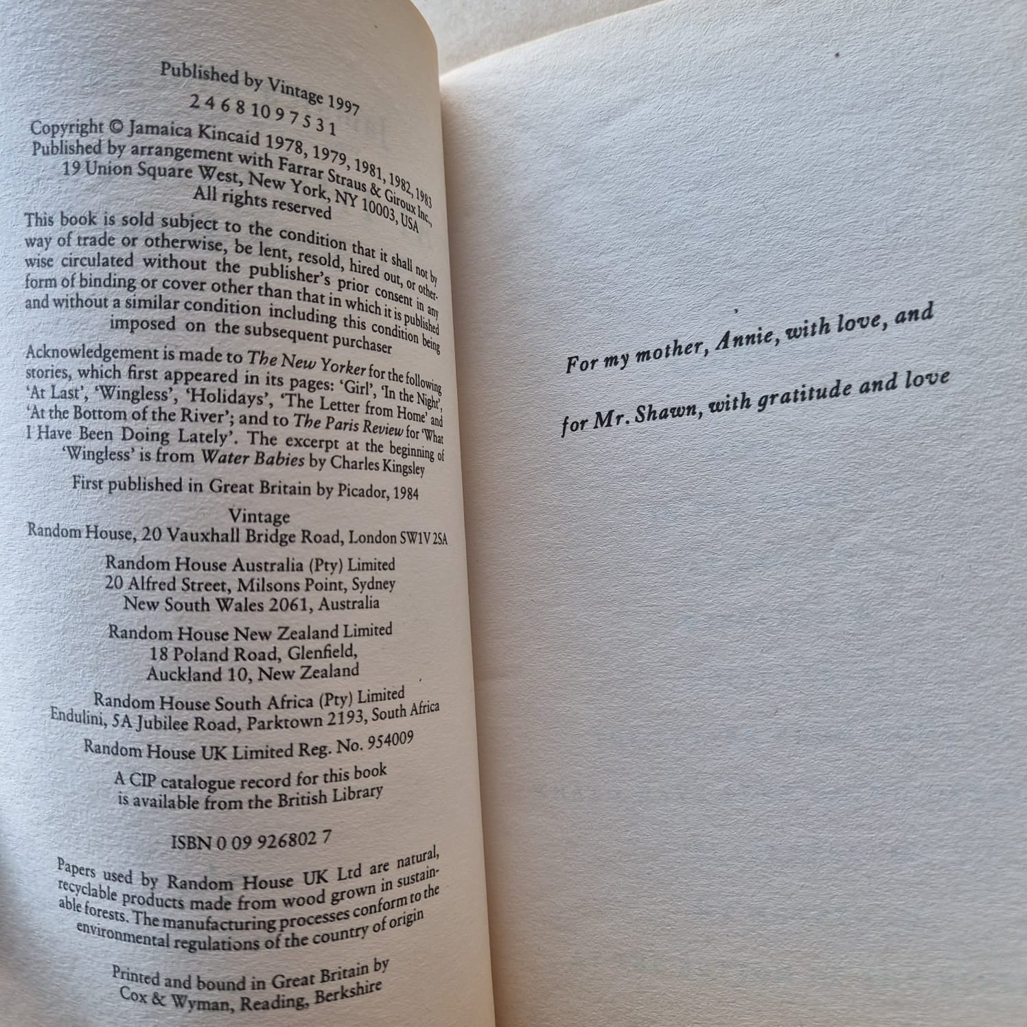 'At the Bottom of the River' by Jamaica Kincaid