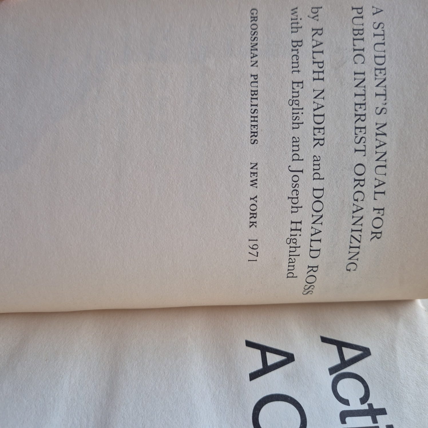 'Action for a Change' by Ralph Nader and Donald Ross