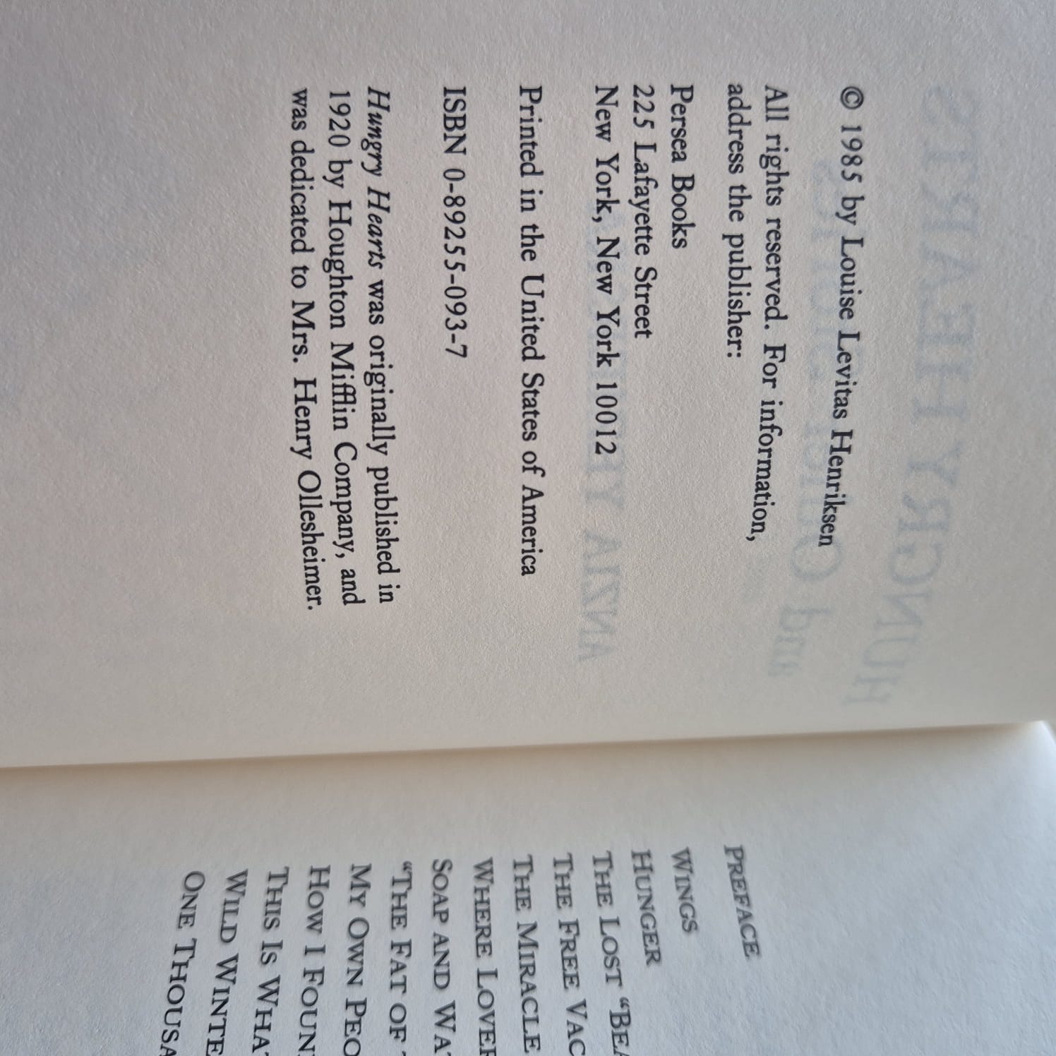 'Hungry Hearts and Other Stories' by Anzia Yezierska