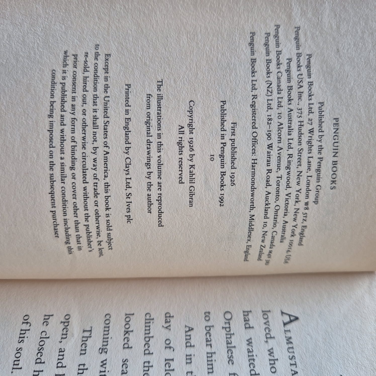 'The Prophet' by Kahil Gibran