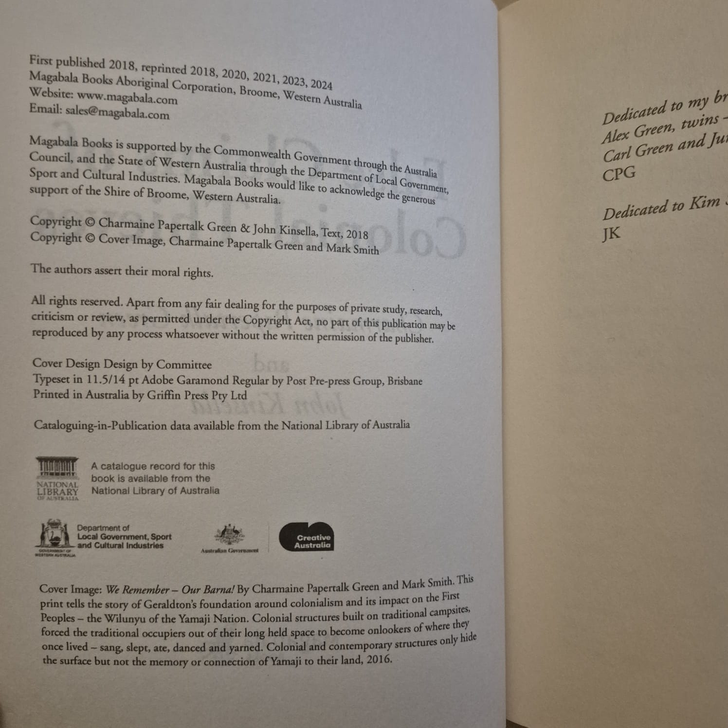 'False Claims of Colonial Thieves' by Charmaine Papertalk Green and John Kinsella