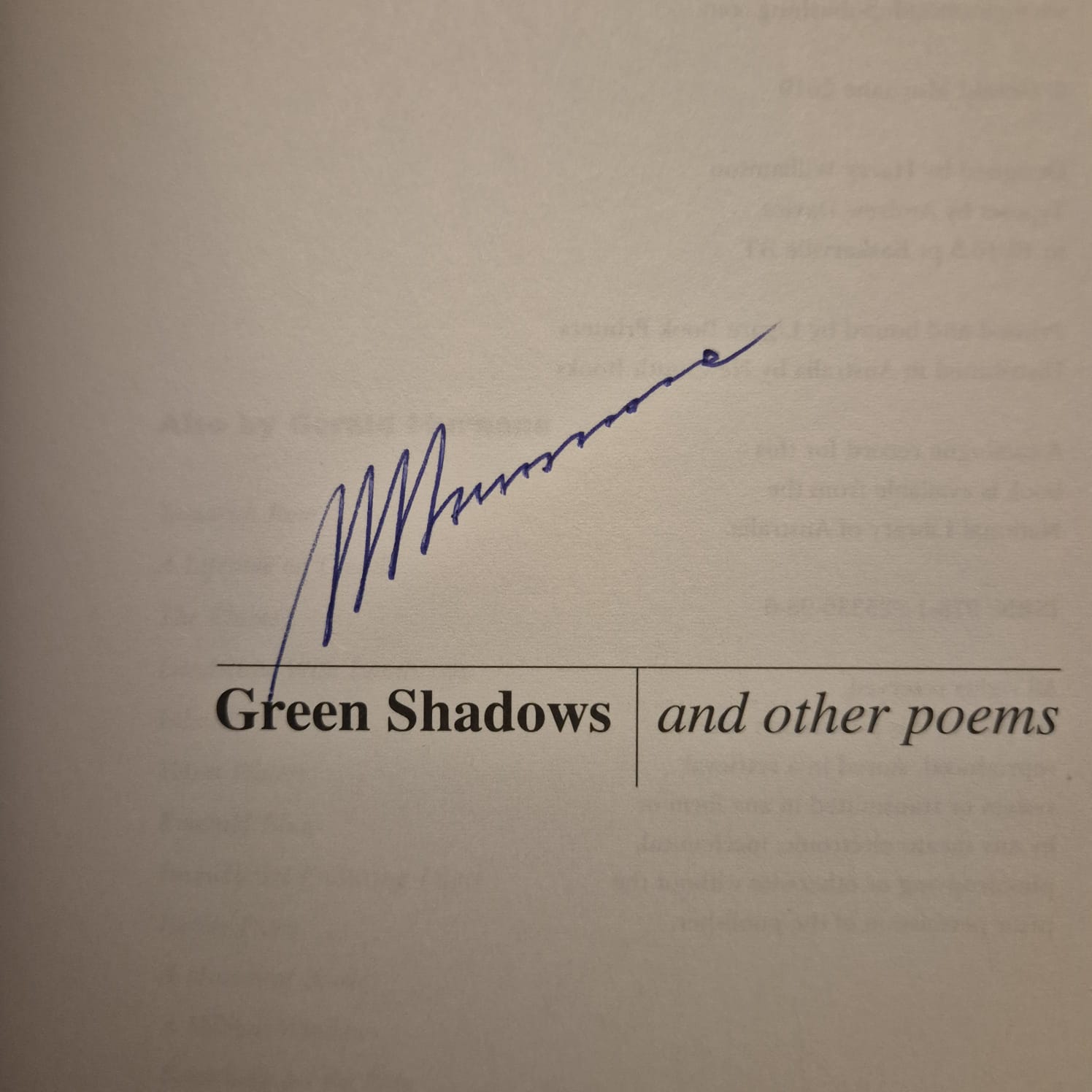 'Green Shadows and Other Poems' by Gerald Murnane (signed edition)