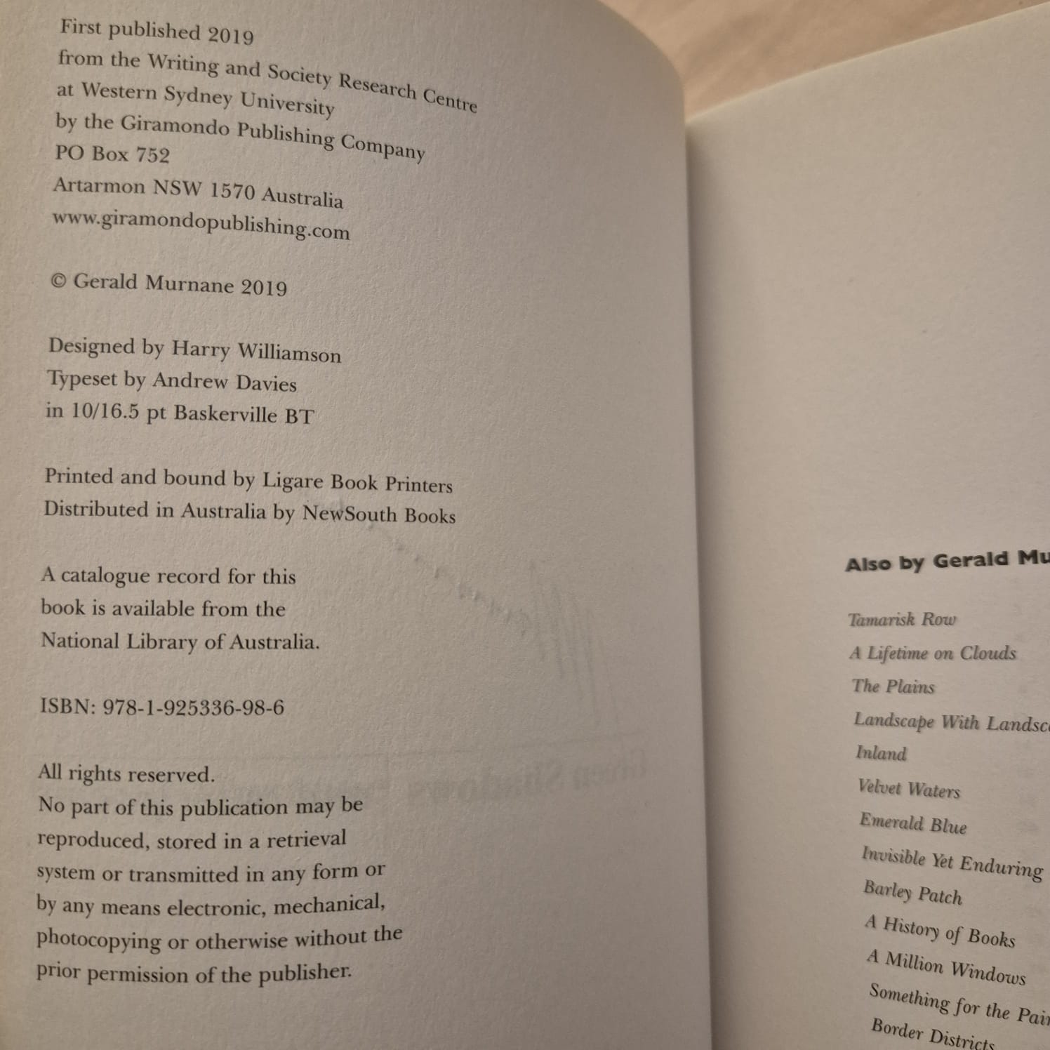 'Green Shadows and Other Poems' by Gerald Murnane (signed edition)
