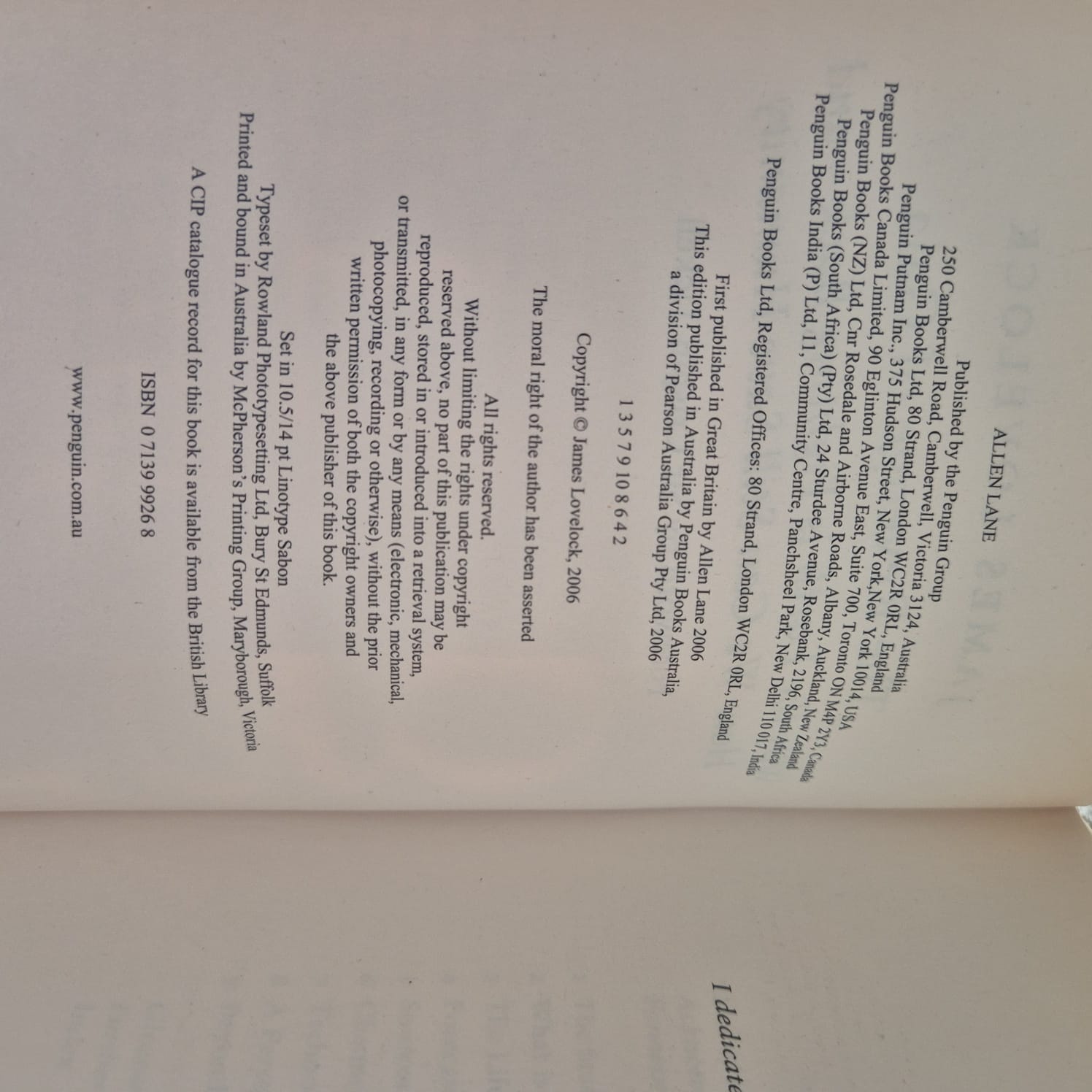 'The Revenge of Gaia' by James Lovelock