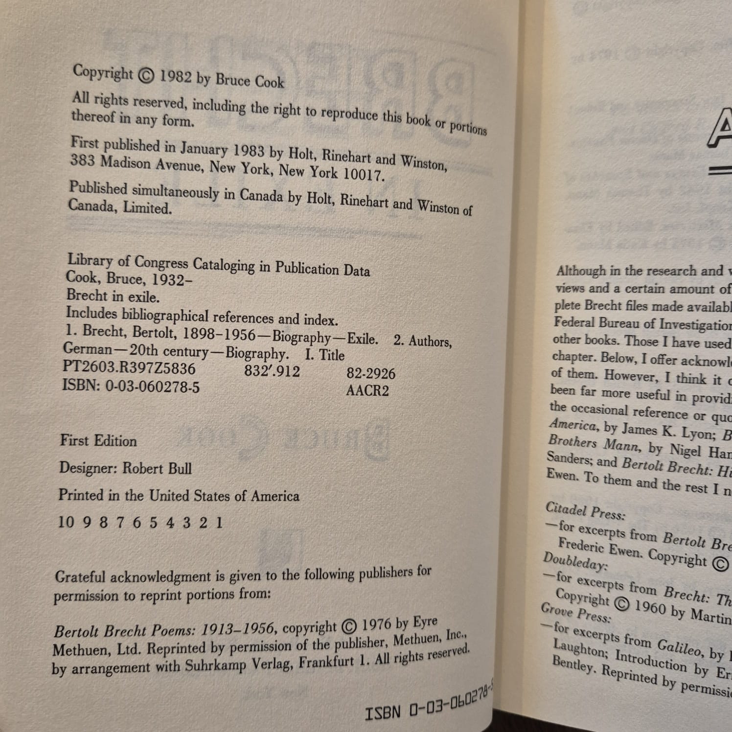 'Brecht in Exile' by Bruce Cook