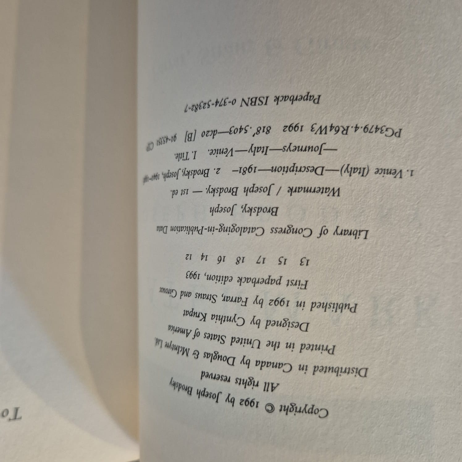 'Watermark' by Joseph Brodsky