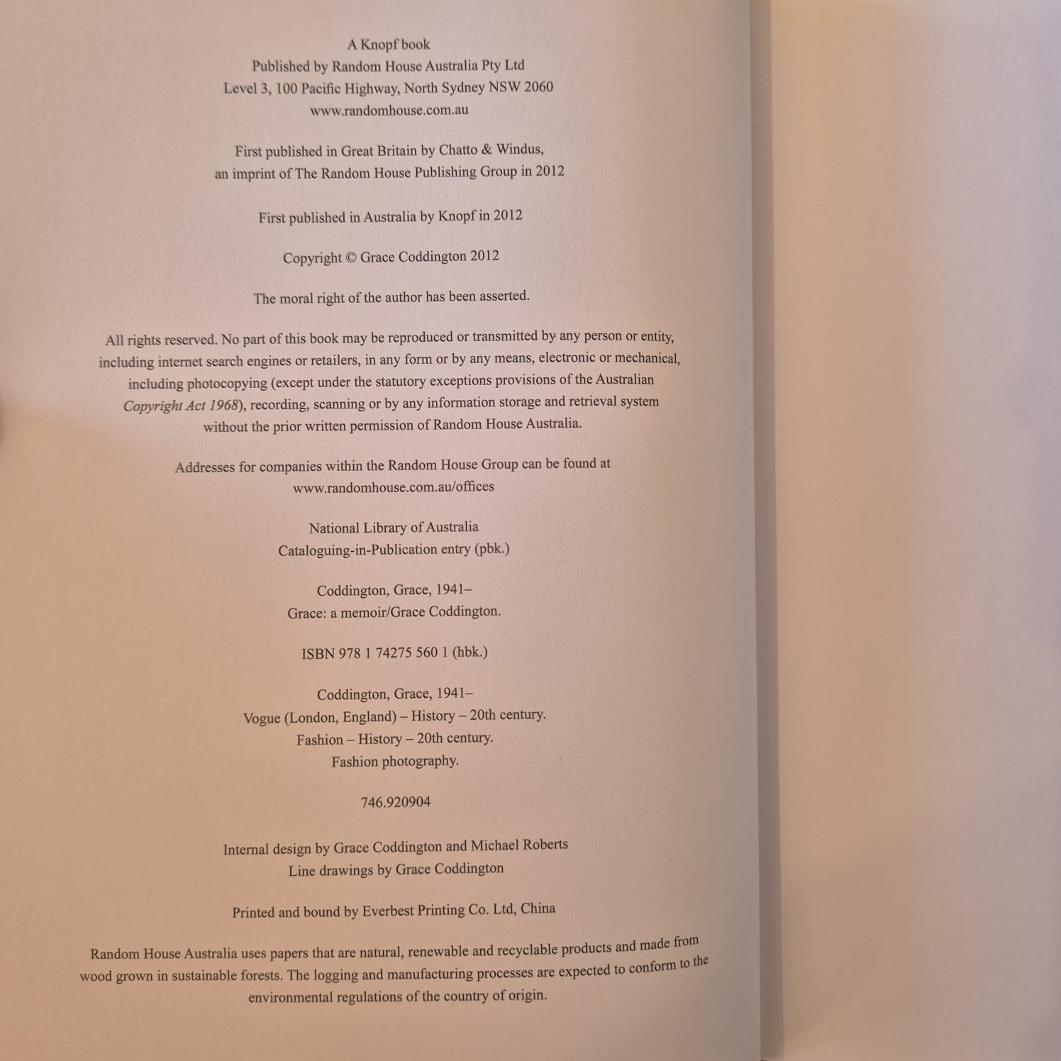 'Grace: A Memoir' by Grace Coddington