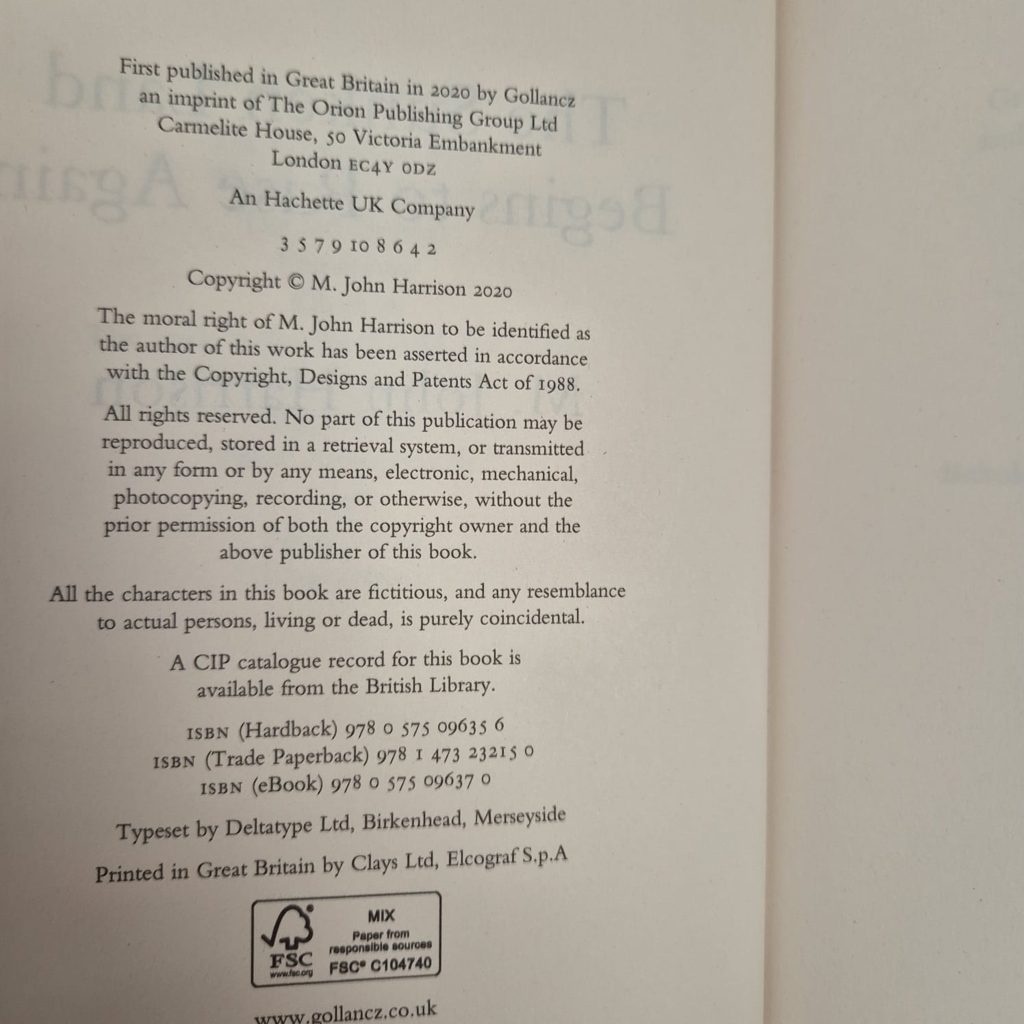 'The Sunken Land Begins to Rise Again' by M. John Harrison