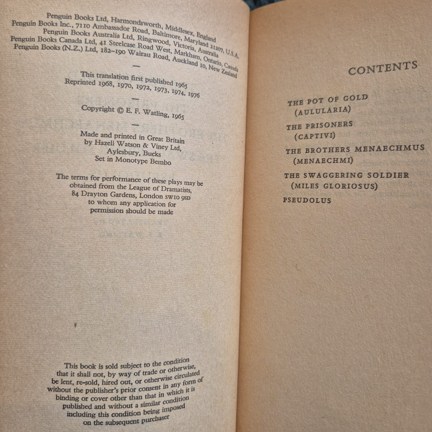 'The Pot of Gold and Other Plays' by Plautus