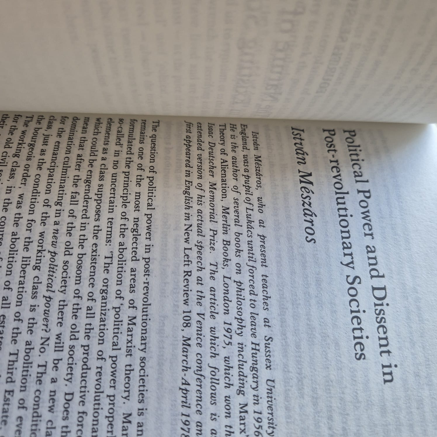 'Power & Opposition in Post-Revolutionary Societies' edited by Il Manifesto Conference