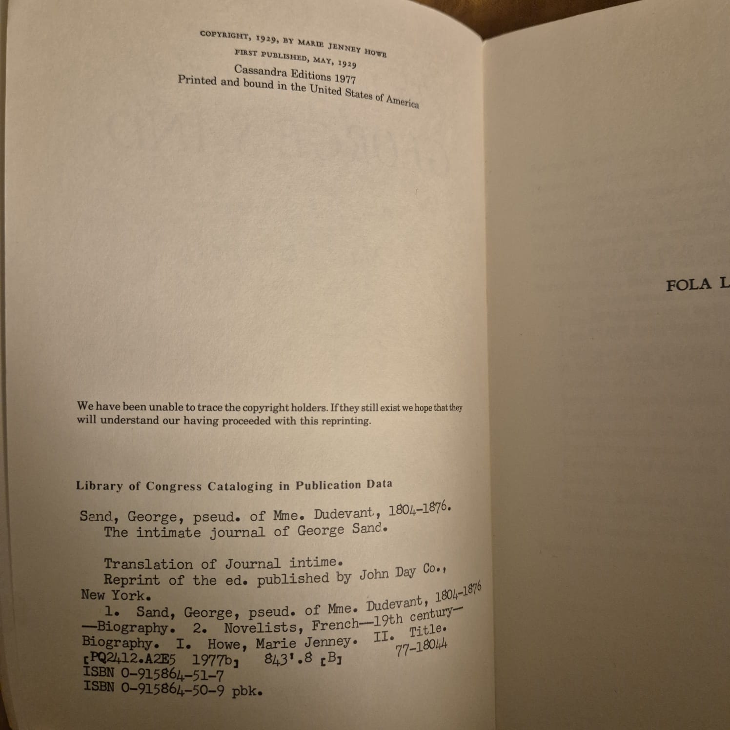 'The Intimate Journal of George Sand' by George Sand
