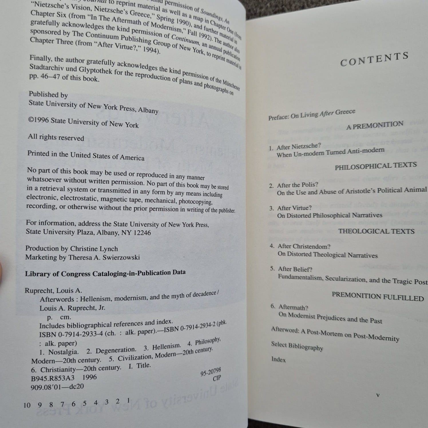 'Afterwords: Hellenism, Modernism, and the Myth of Decadence' by Louis A. Ruprecht, Jr. (signed copy)