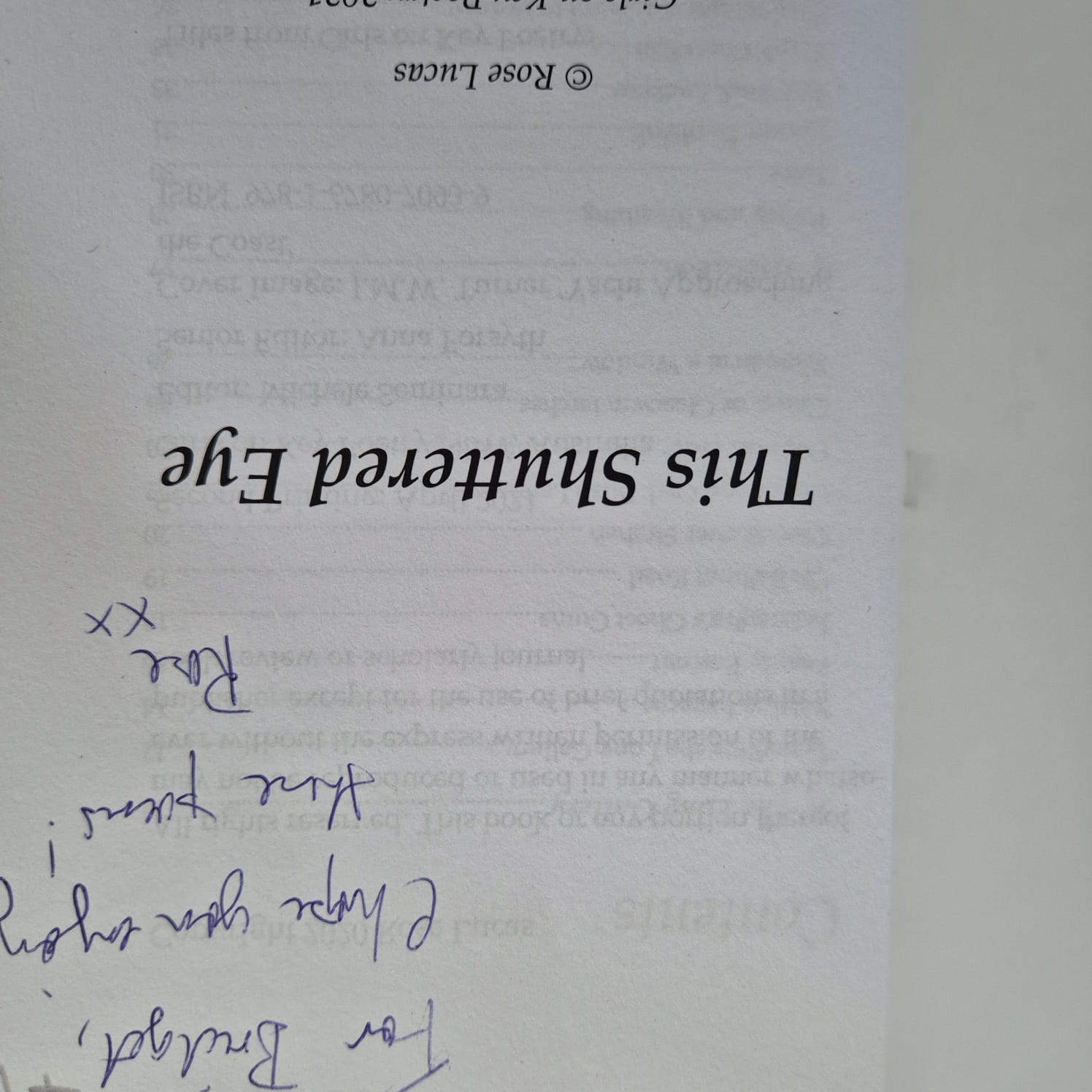 'This Shuttered Eye' by Rose Lucas (signed copy)