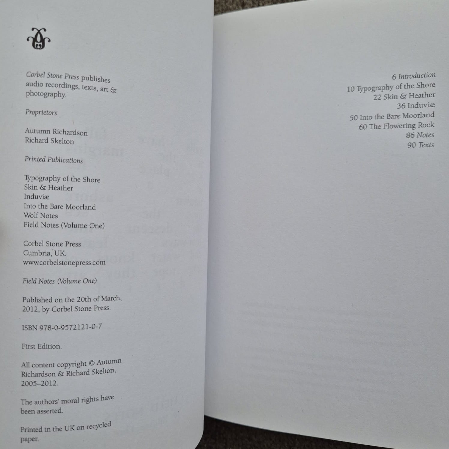 'Field Notes (Volume One)' by Autumn Richardson & Richard Skelton