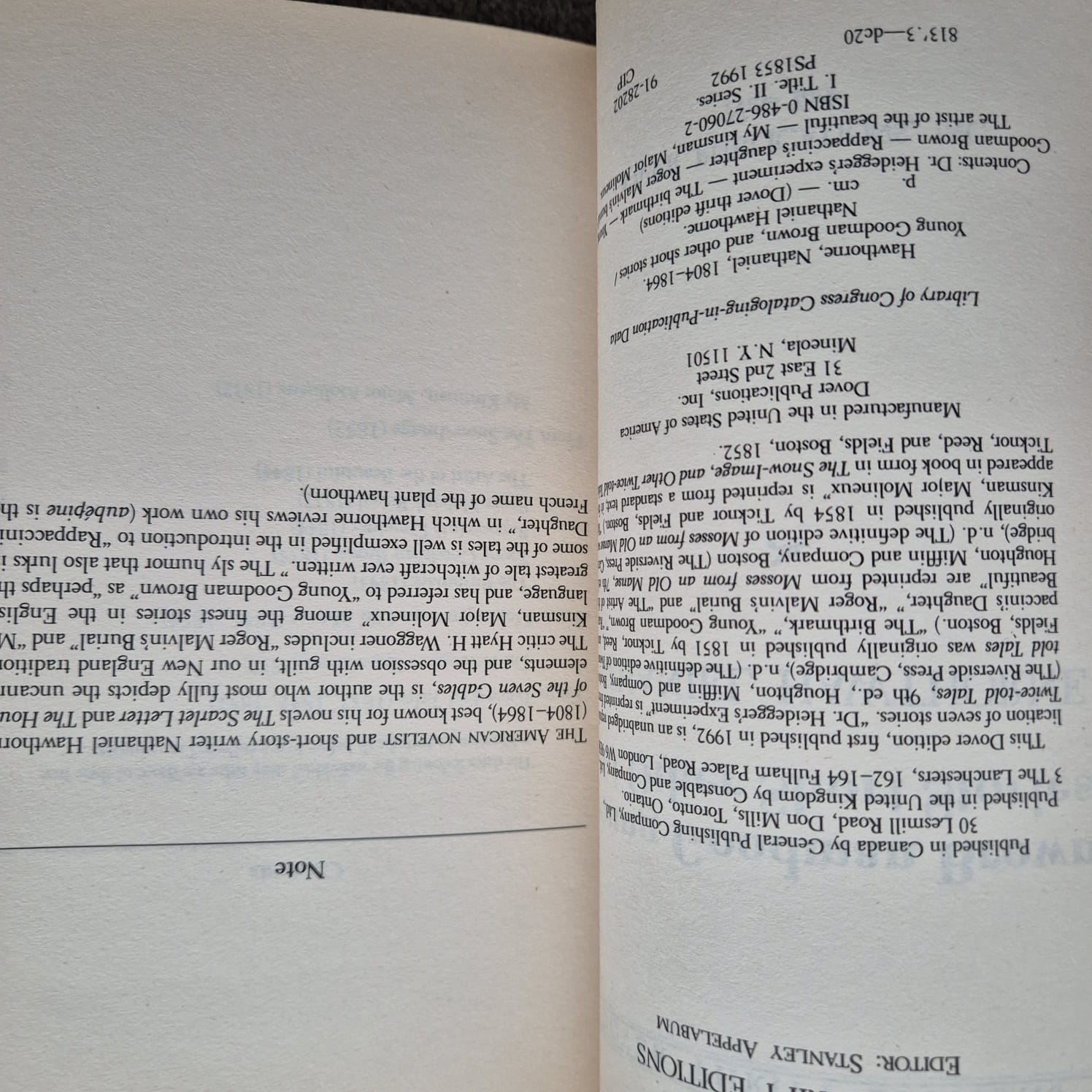 'Young Goodman Brown and Other Short Stories' by Nathaniel Hawthorne