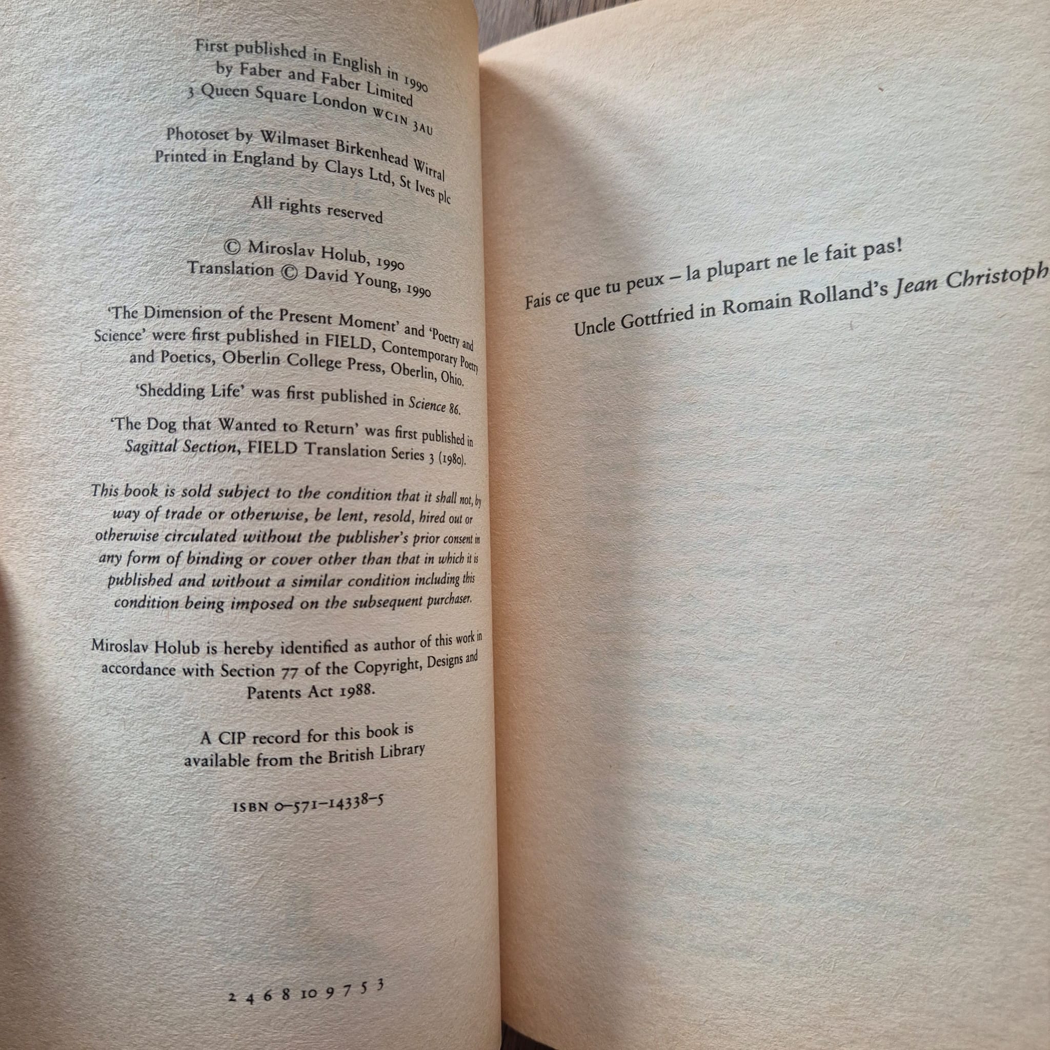 'The Dimension of the Present Moment and Other Essays' by Miroslav Holub