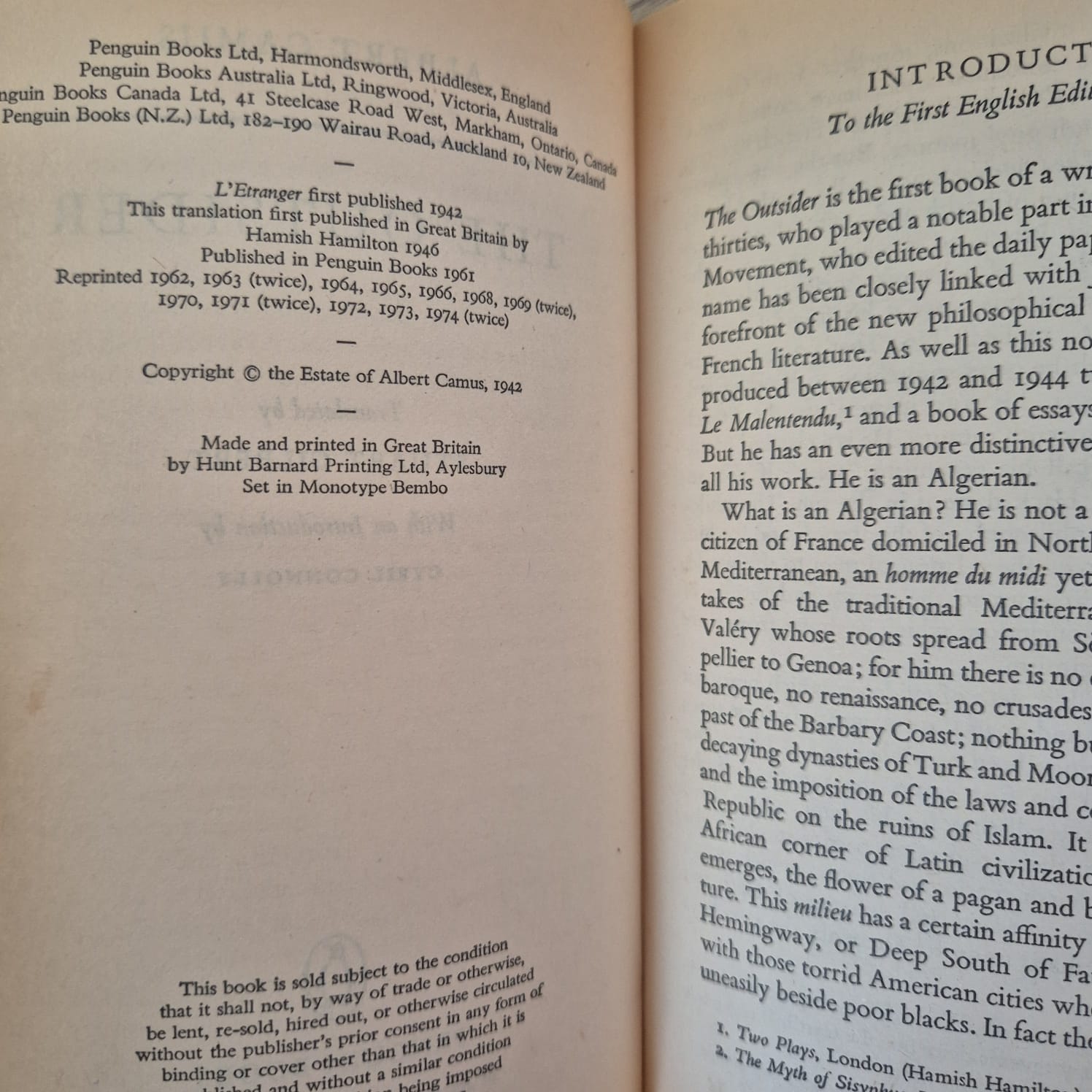 'The Outsider' by Albert Camus