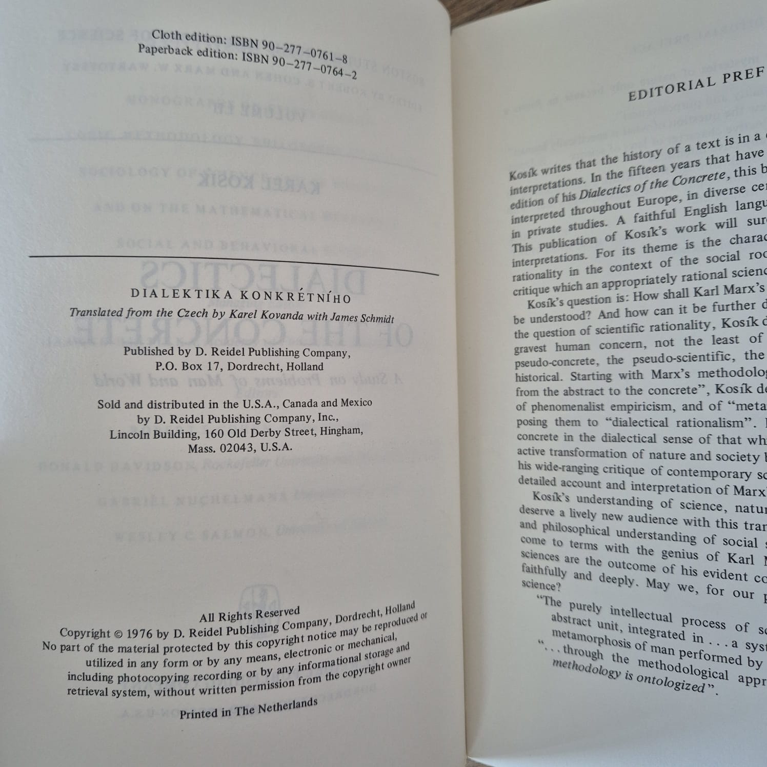'Dialectics of the Concrete: A Study on Problems of Man and World' by Karel Kosík