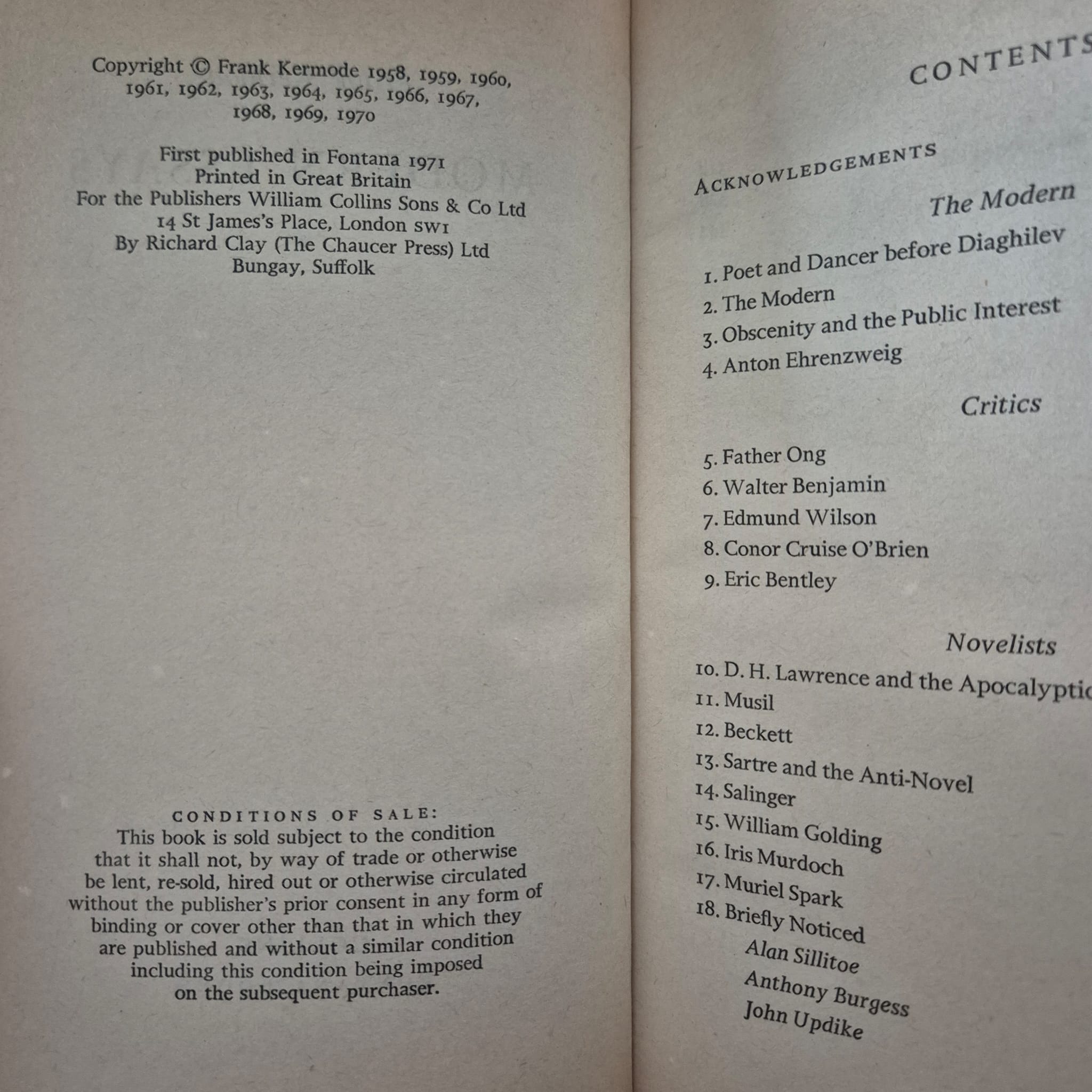 'Modern Essays' by Frank Kermode