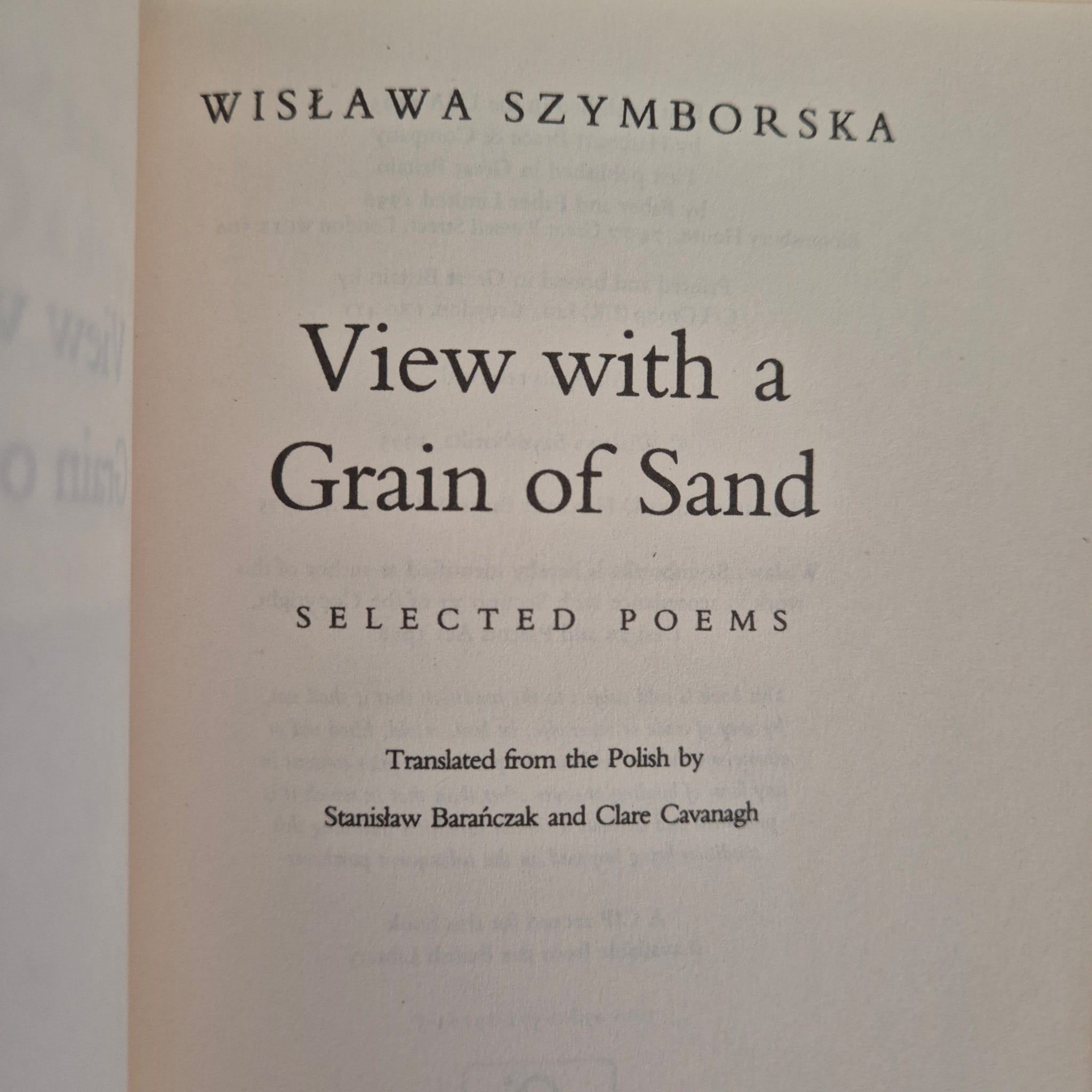 'View with a Grain of Sand: Selected Poems' by Wisława Szymborska