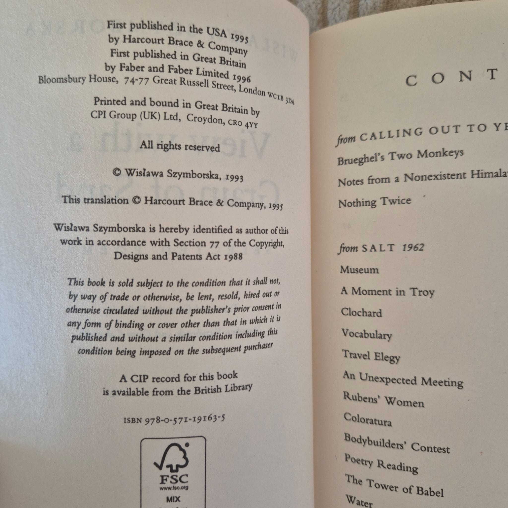 'View with a Grain of Sand: Selected Poems' by Wisława Szymborska